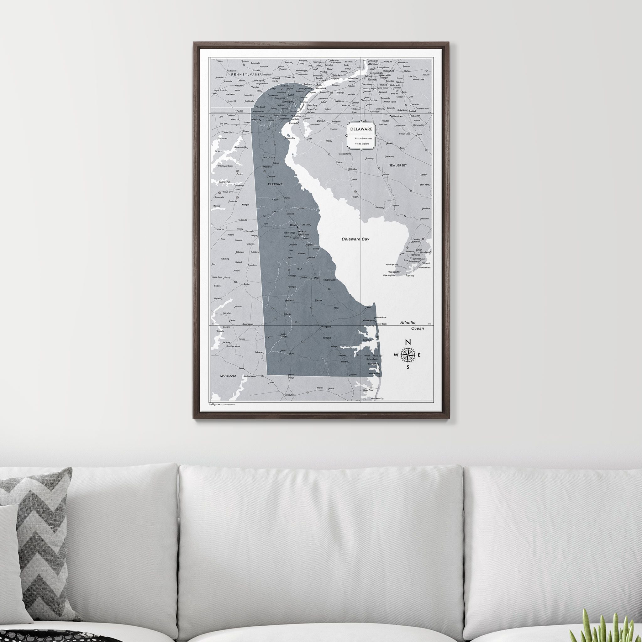 Push Pin Delaware Map (Pin Board) - Dark Gray Color Splash CM Pin Board