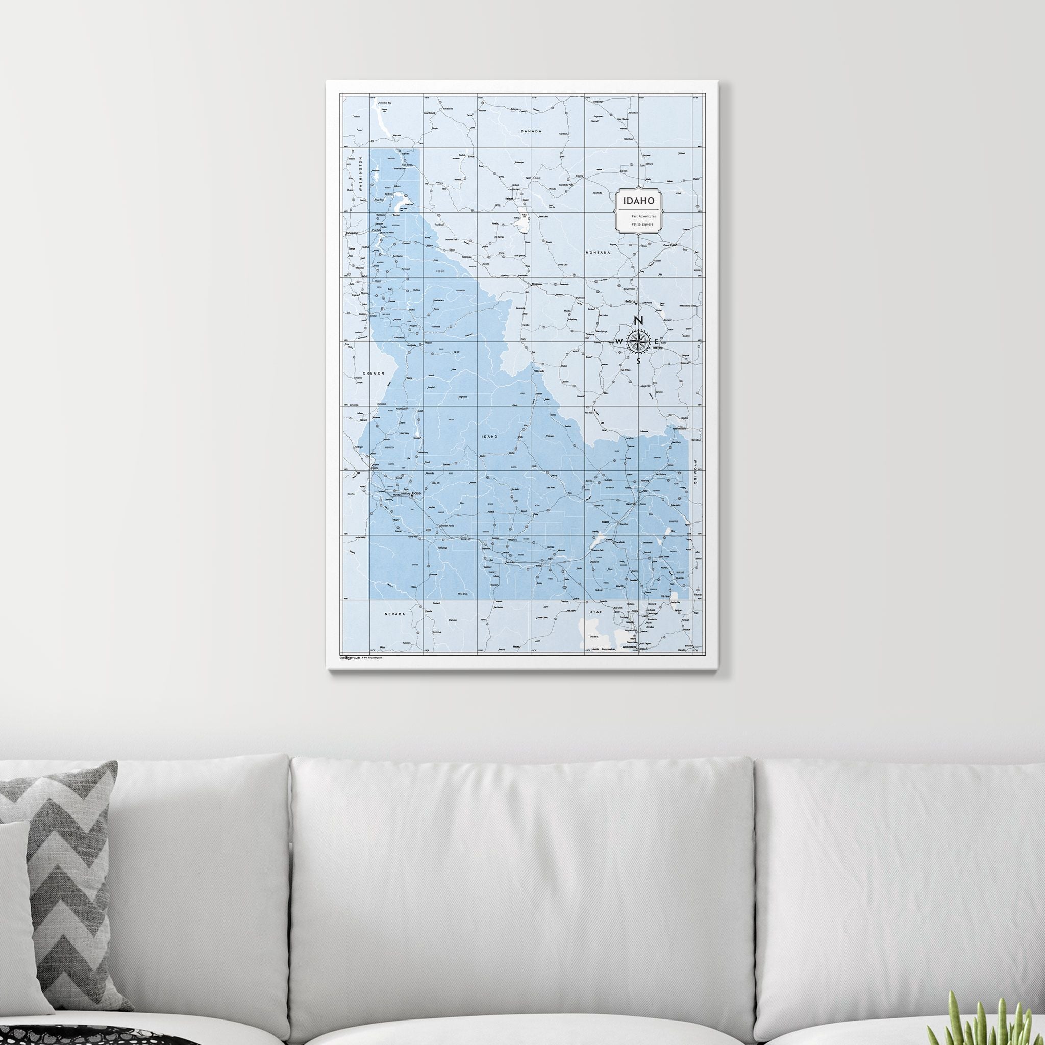 Push Pin Idaho Map (Pin Board) - Light Blue Color Splash CM Pin Board