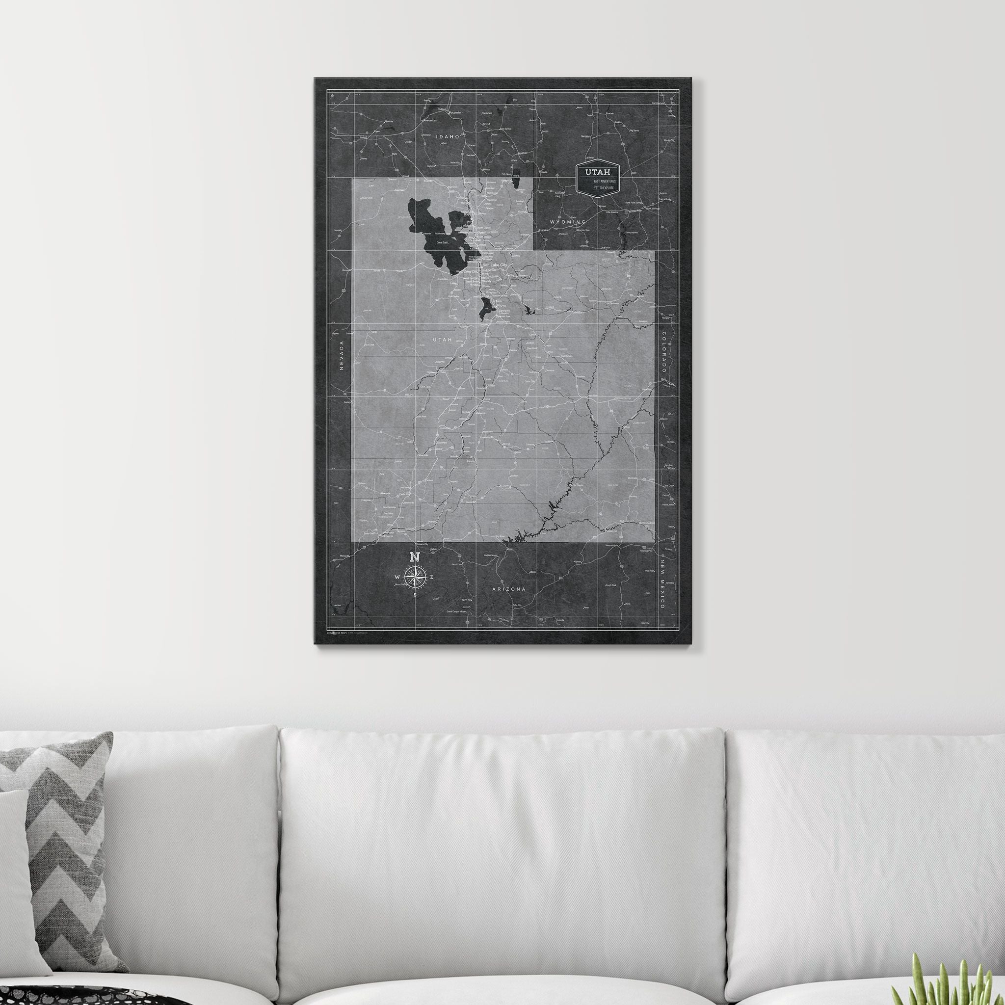 Push Pin Utah Map (Pin Board) - Modern Slate CM Pin Board