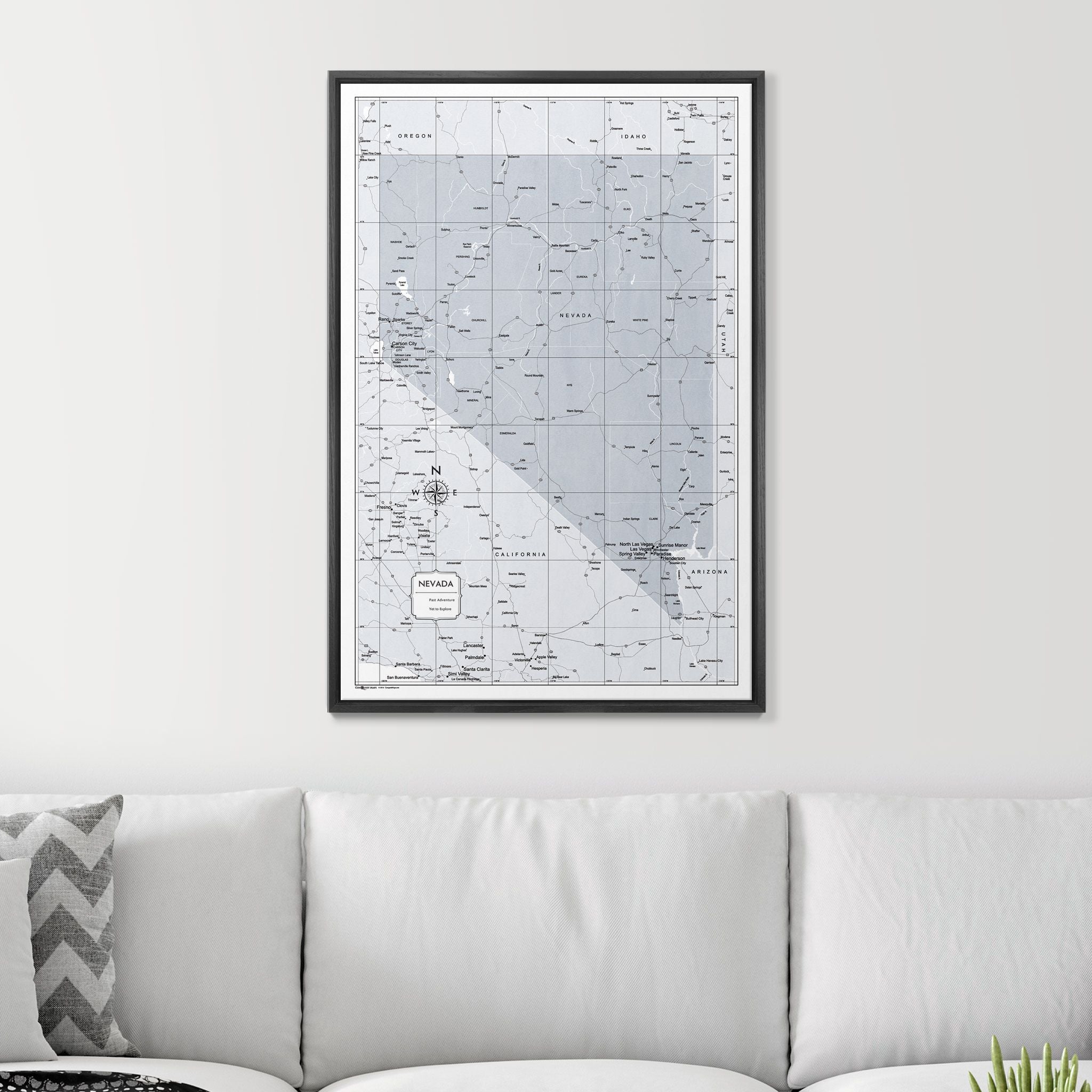 Push Pin Nevada Map (Pin Board) - Light Gray Color Splash CM Pin Board