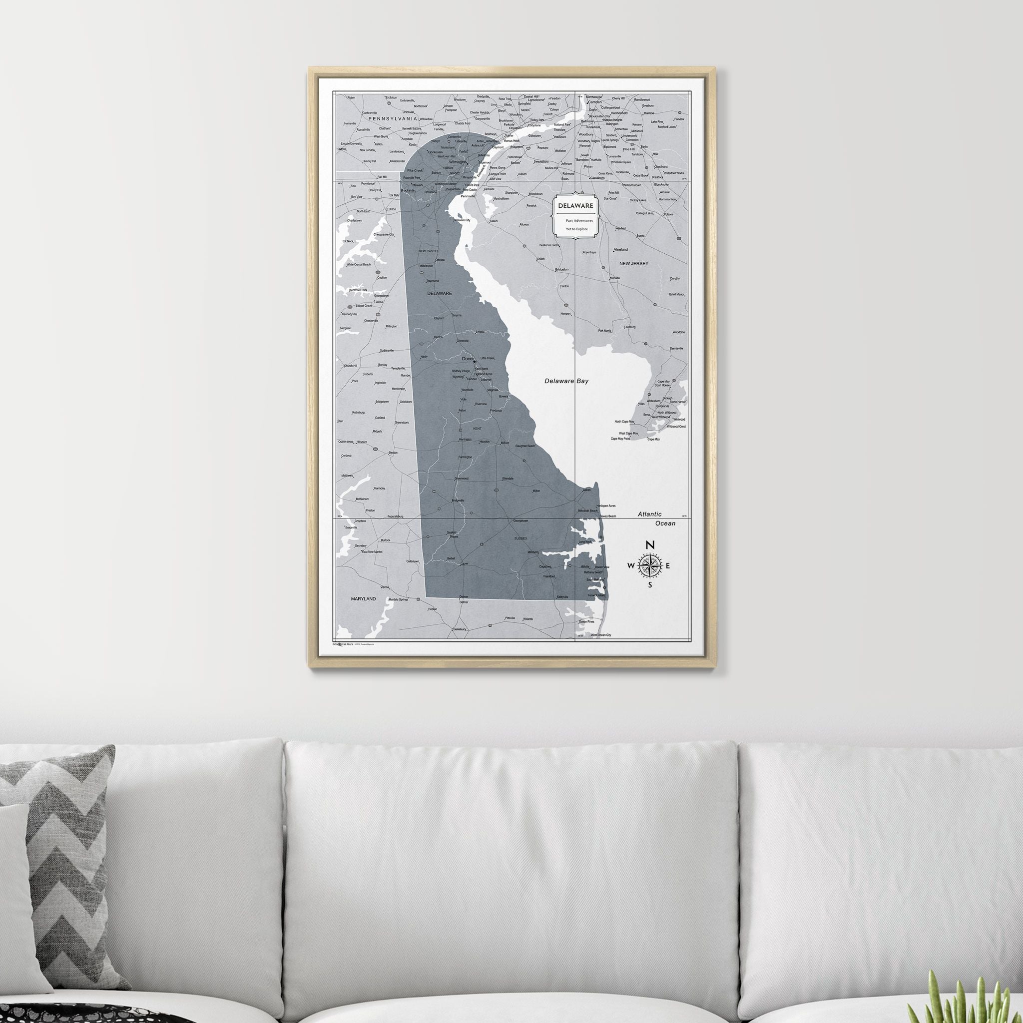 Push Pin Delaware Map (Pin Board) - Dark Gray Color Splash CM Pin Board