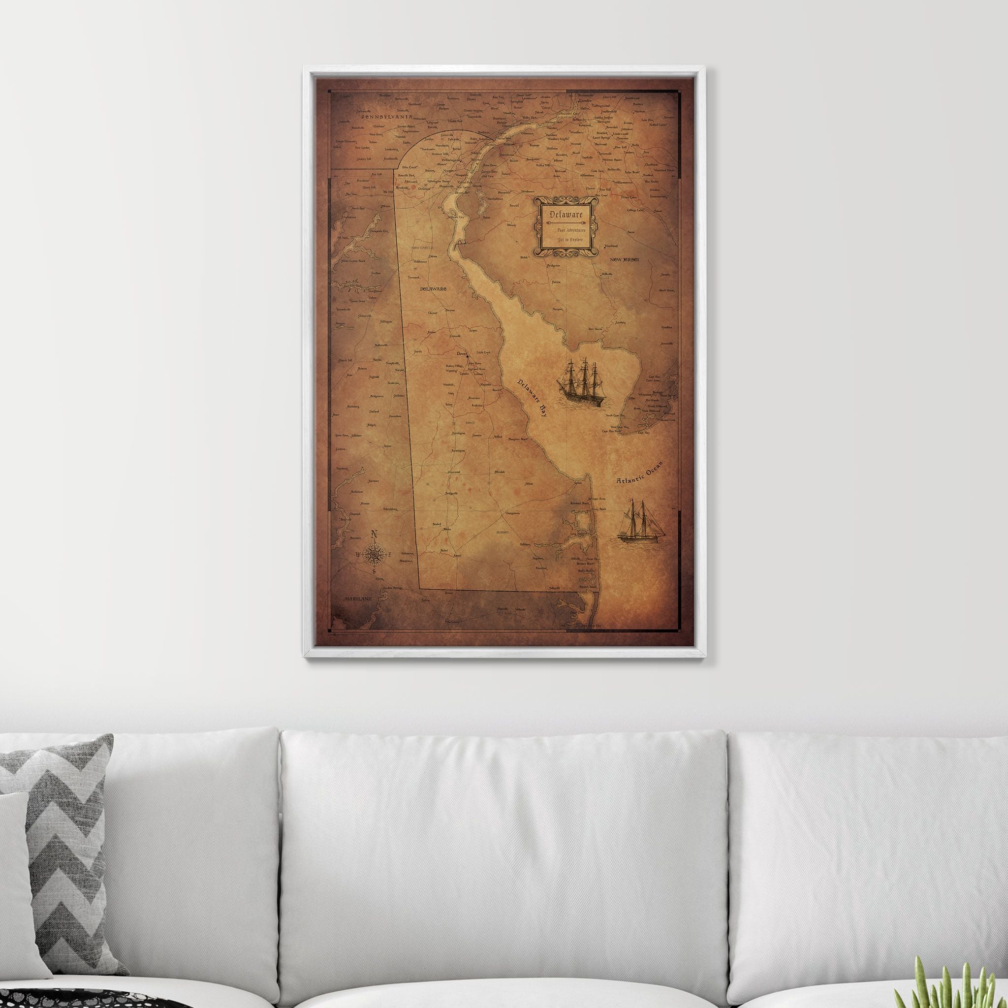 Push Pin Delaware Map (Pin Board) - Golden Aged CM Pin Board