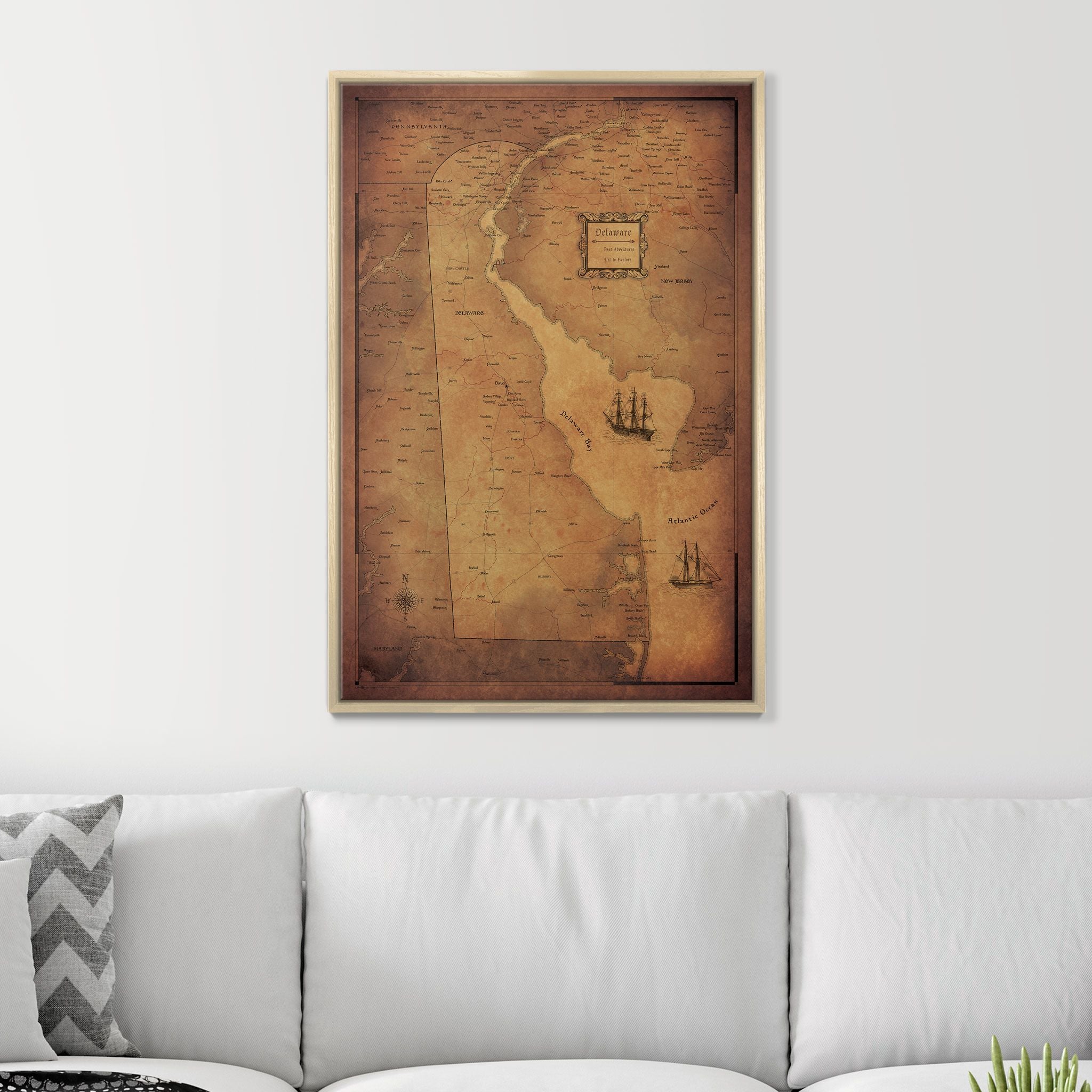 Push Pin Delaware Map (Pin Board) - Golden Aged CM Pin Board