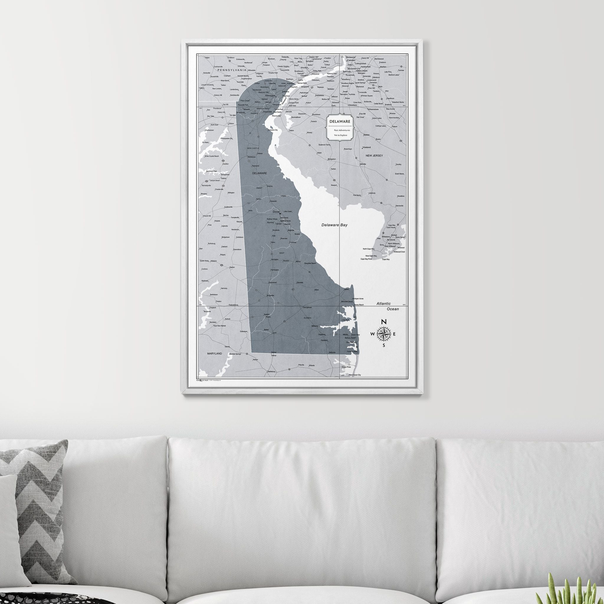 Push Pin Delaware Map (Pin Board) - Dark Gray Color Splash CM Pin Board
