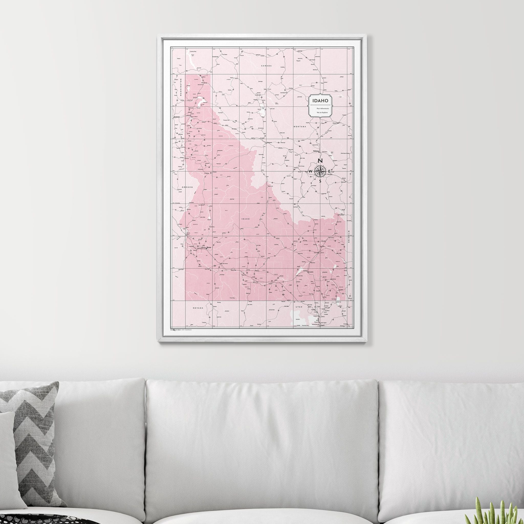 Push Pin Idaho Map (Pin Board) - Pink Color Splash CM Pin Board