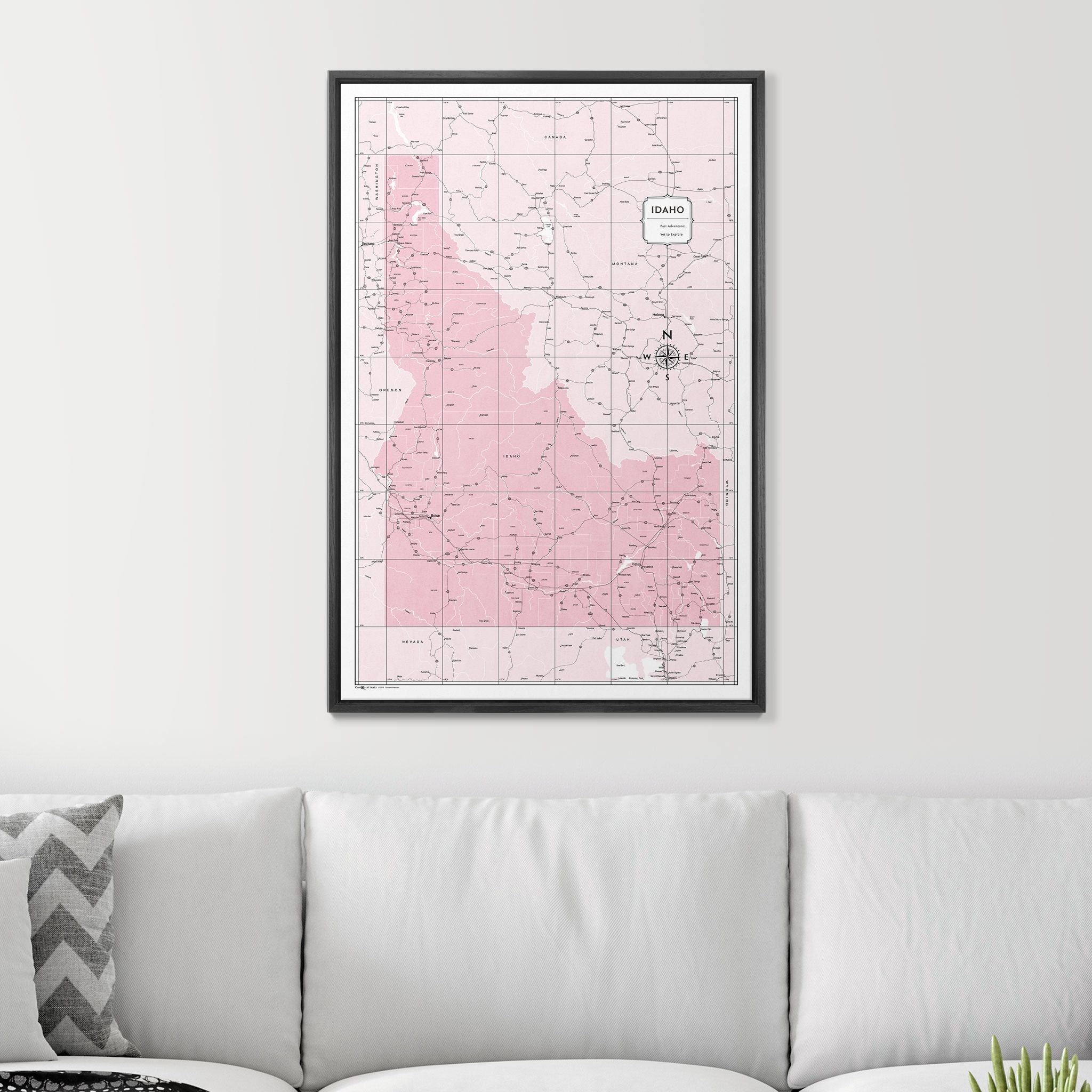 Push Pin Idaho Map (Pin Board) - Pink Color Splash CM Pin Board