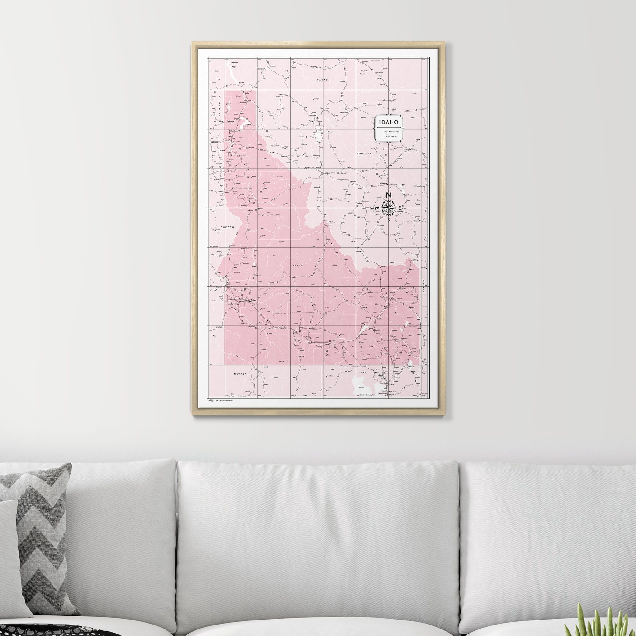 Push Pin Idaho Map (Pin Board) - Pink Color Splash CM Pin Board