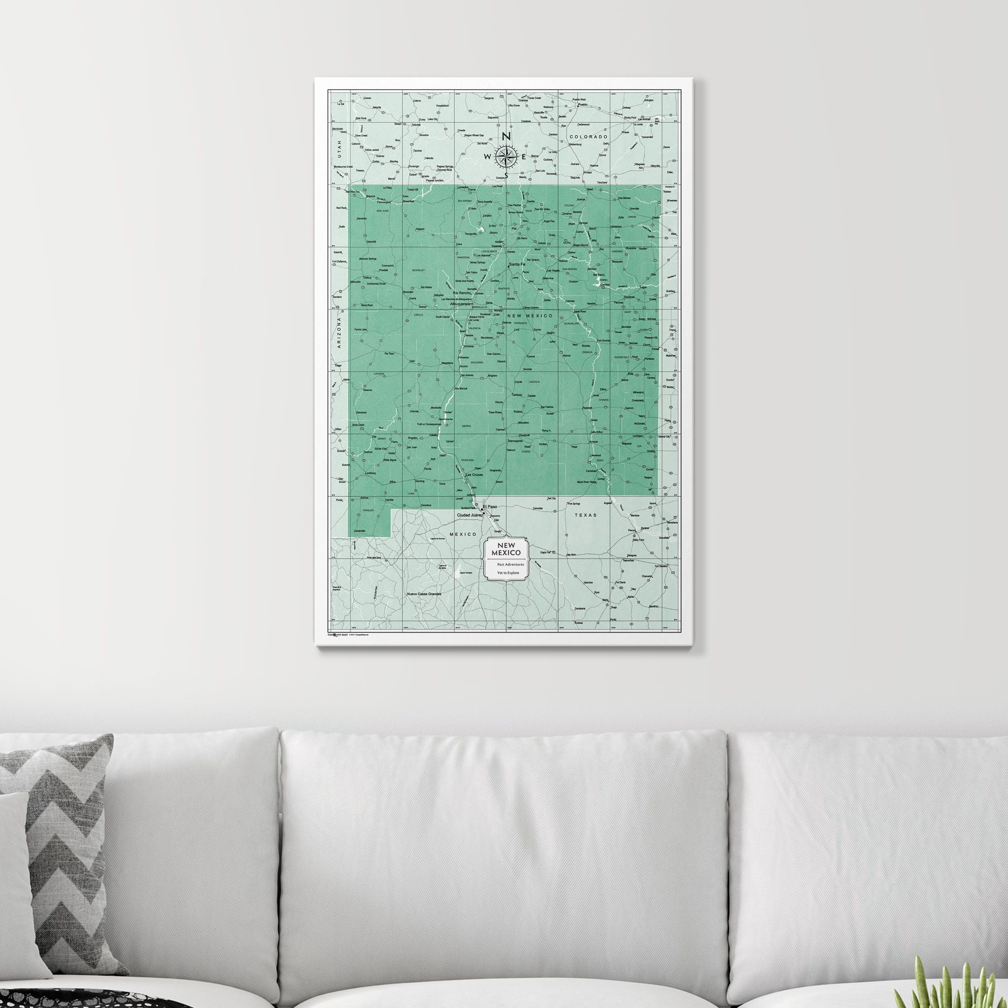Push Pin New Mexico Map (Pin Board) - Green Color Splash CM Pin Board