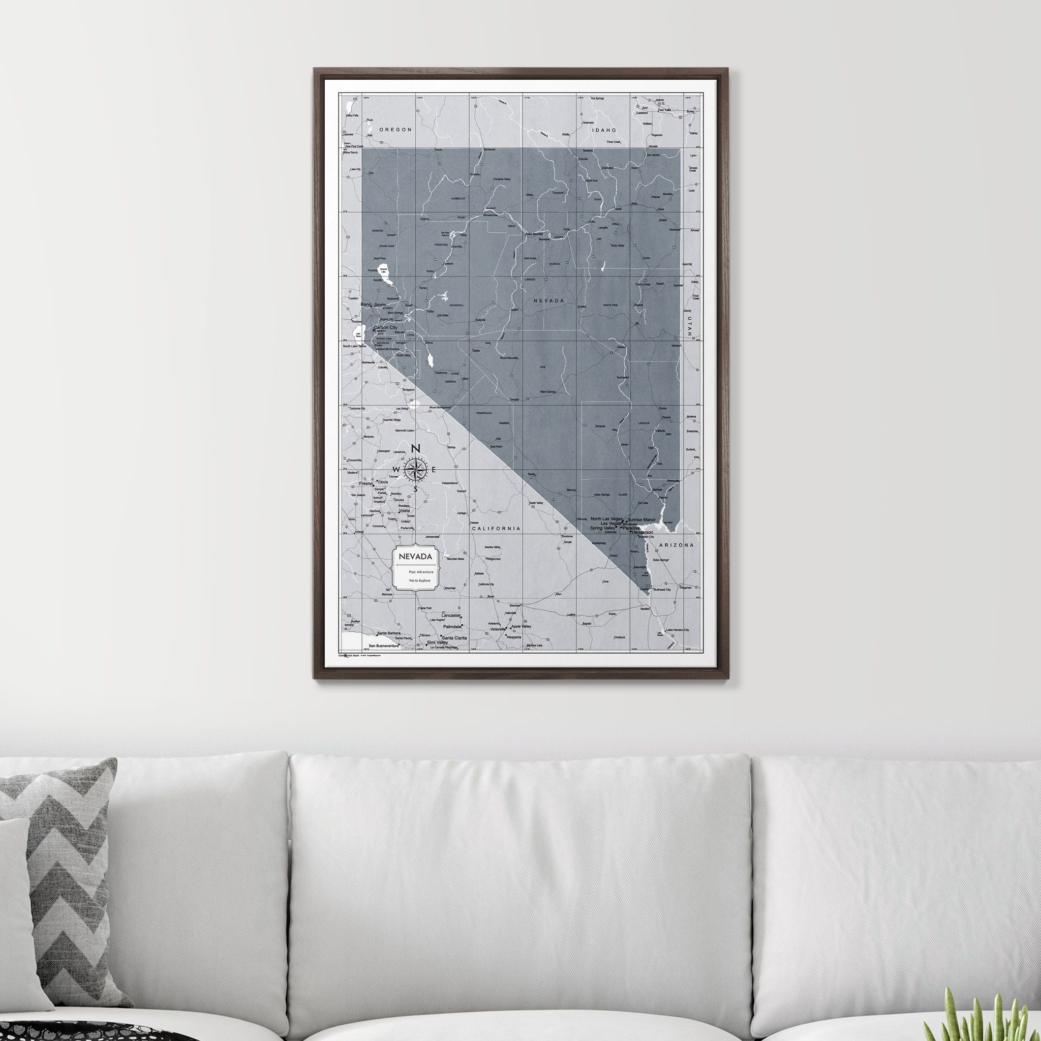 Push Pin Nevada Map (Pin Board) - Dark Gray Color Splash CM Pin Board