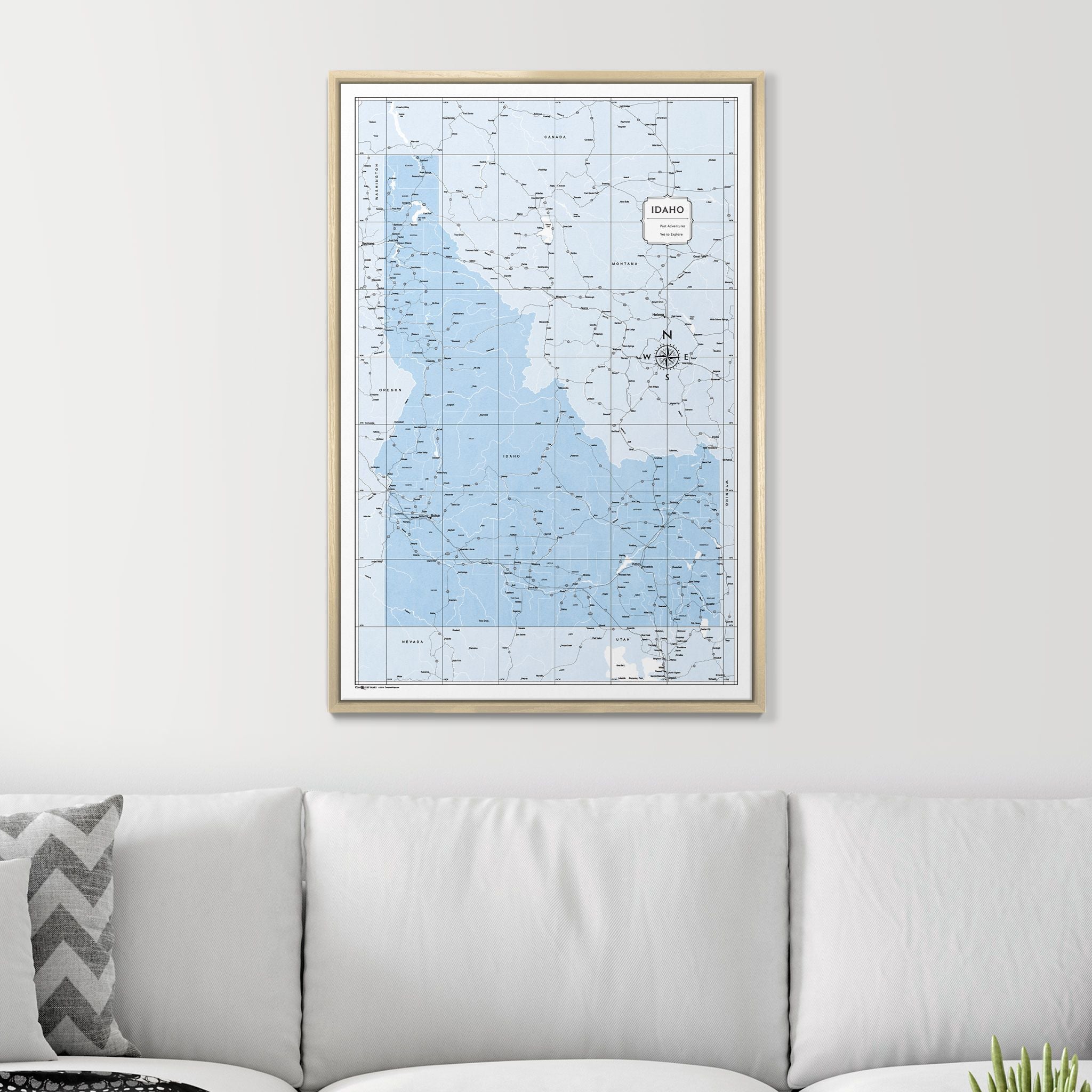 Push Pin Idaho Map (Pin Board) - Light Blue Color Splash CM Pin Board