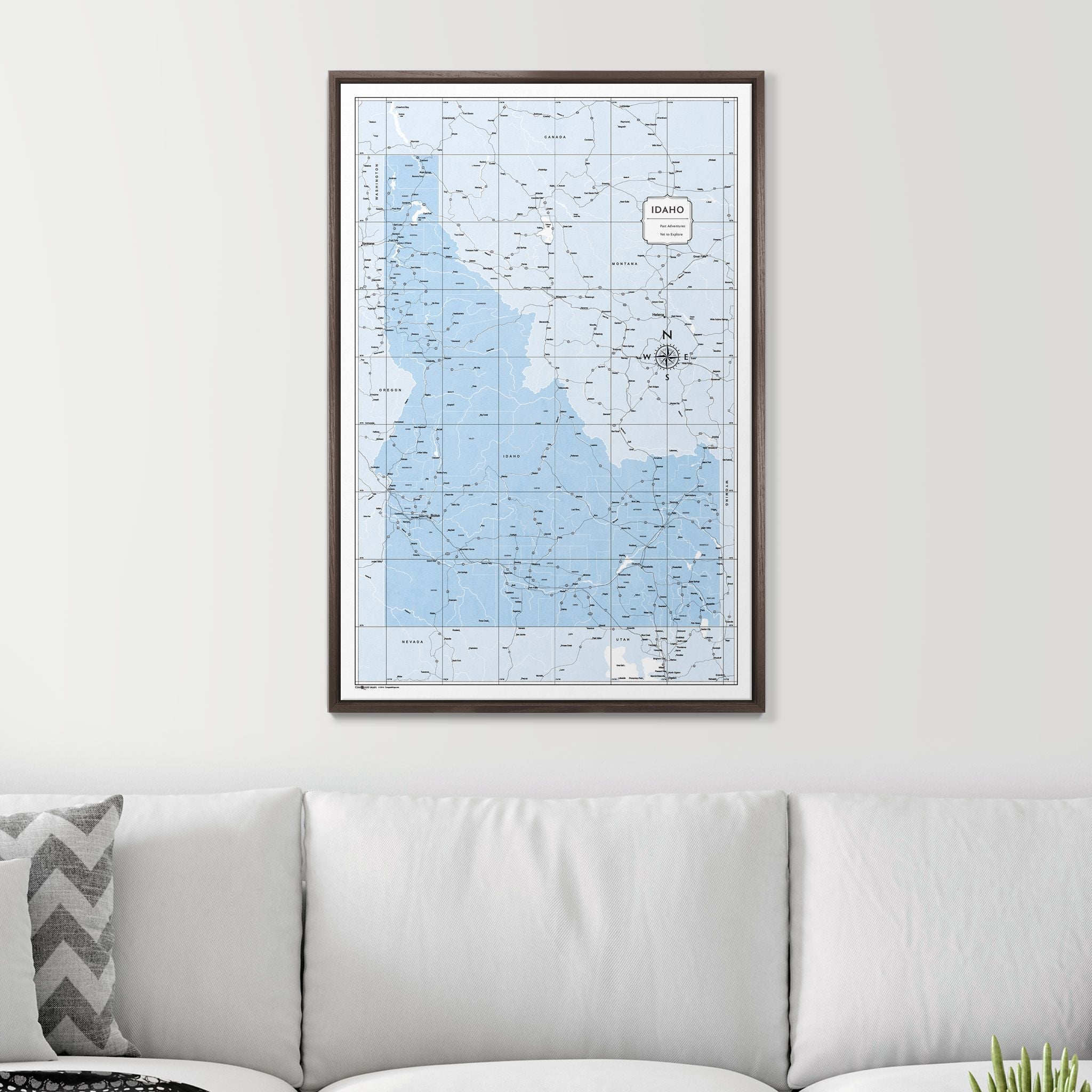 Push Pin Idaho Map (Pin Board) - Light Blue Color Splash CM Pin Board