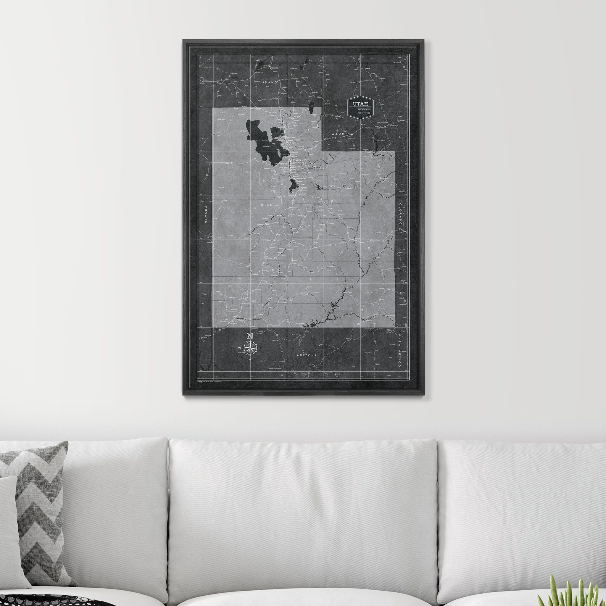 Push Pin Utah Map (Pin Board) - Modern Slate CM Pin Board