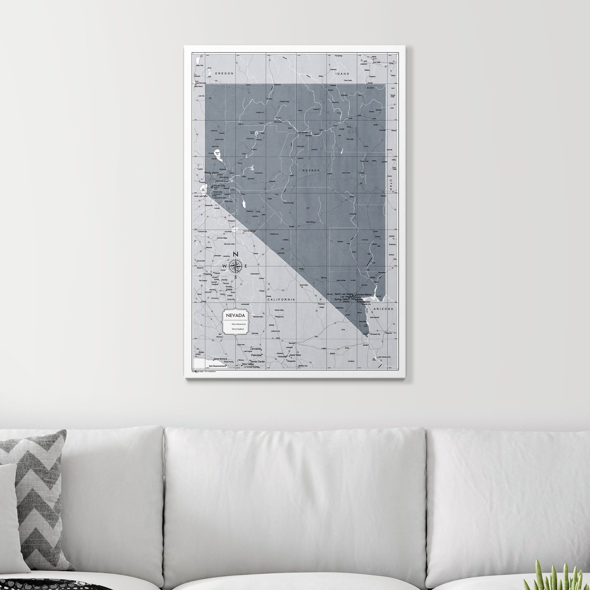Push Pin Nevada Map (Pin Board) - Dark Gray Color Splash CM Pin Board