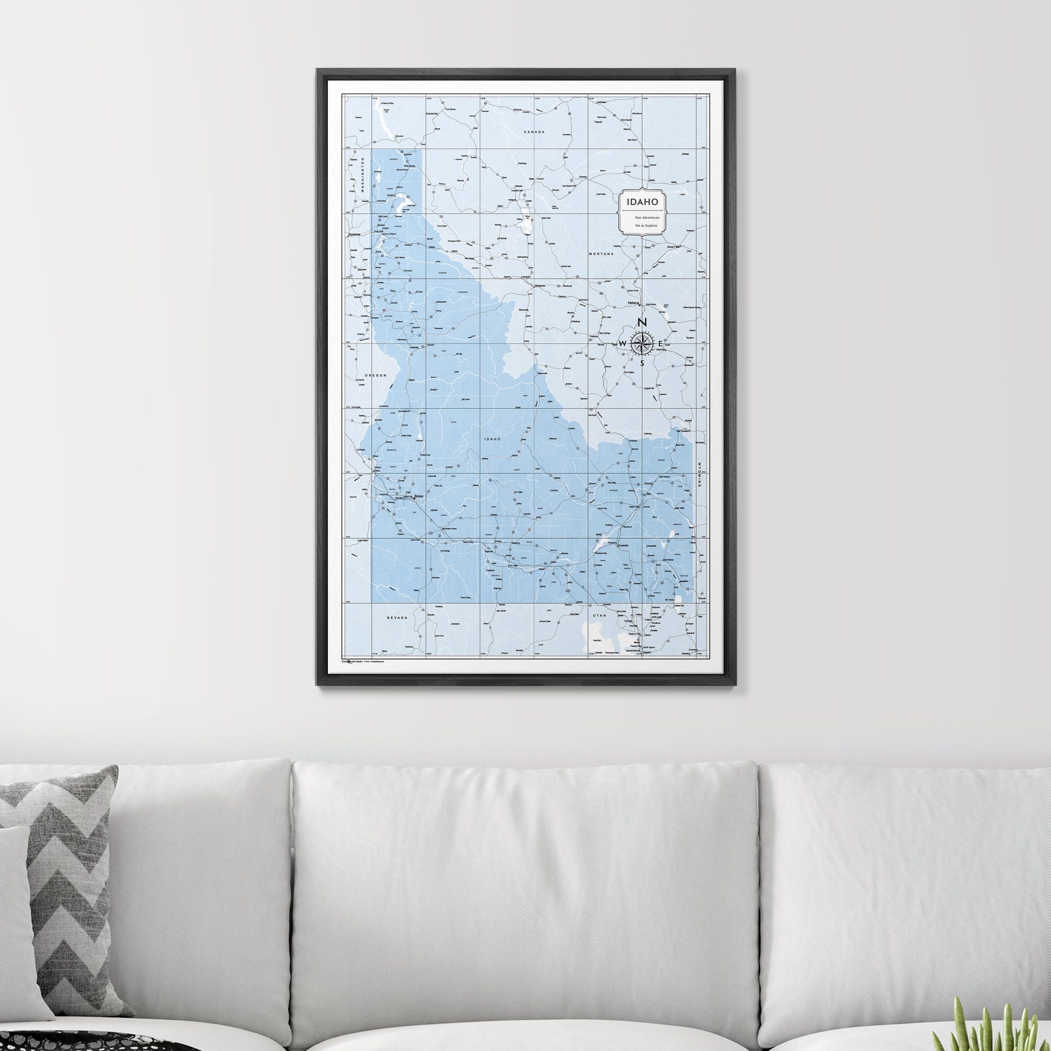 Push Pin Idaho Map (Pin Board) - Light Blue Color Splash CM Pin Board