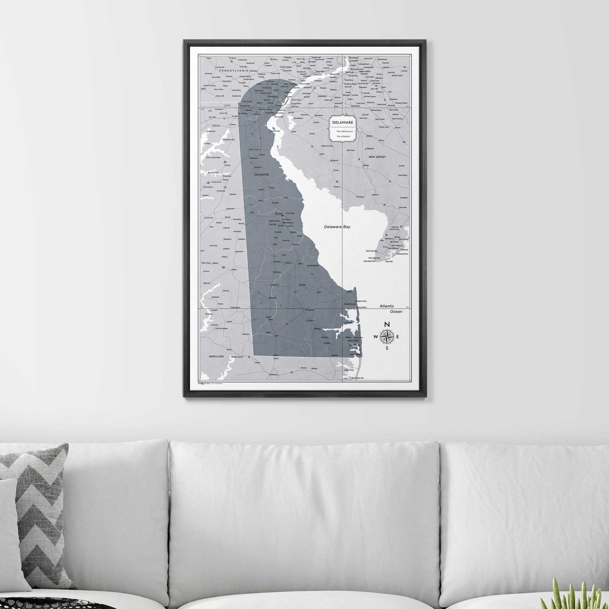 Push Pin Delaware Map (Pin Board) - Dark Gray Color Splash CM Pin Board