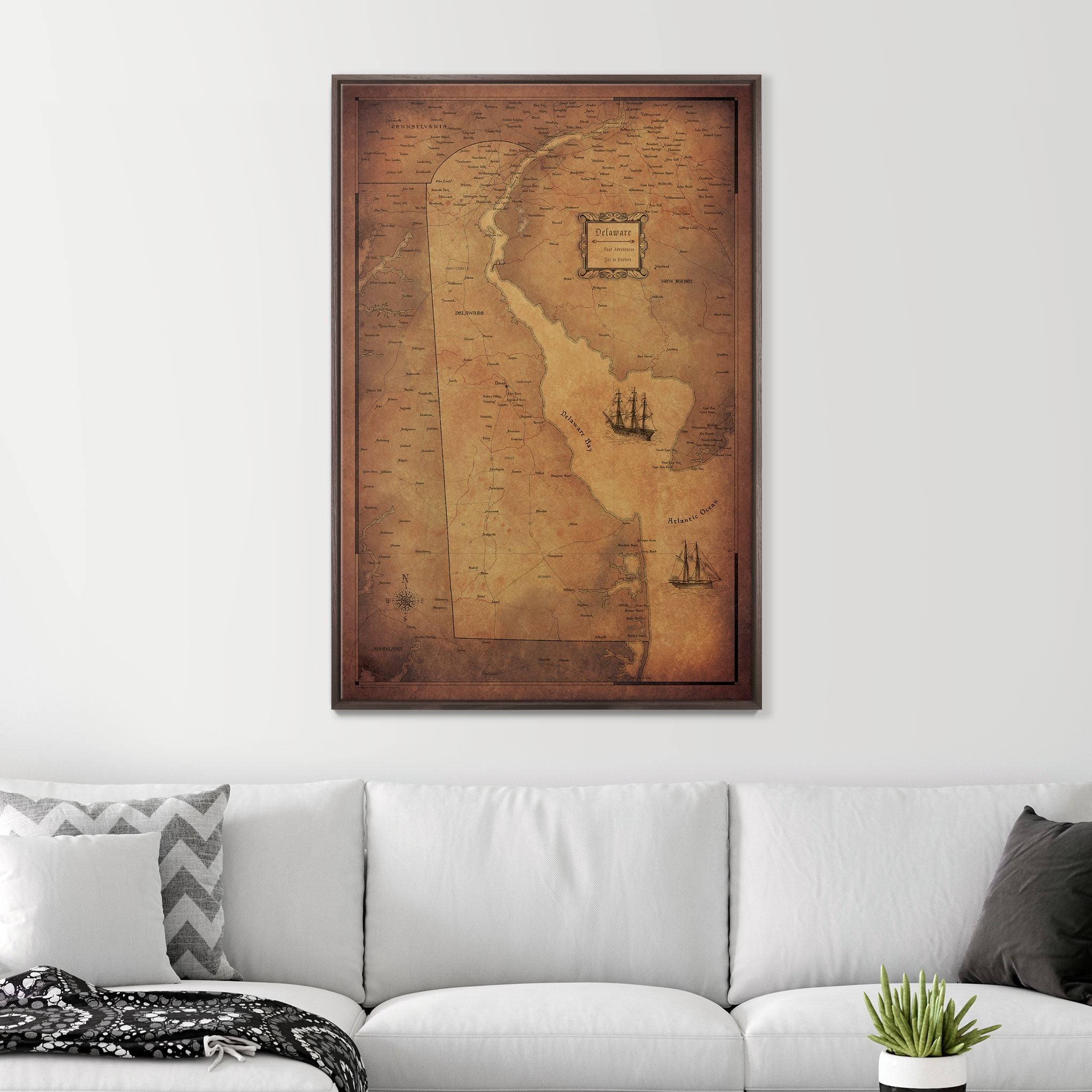 Push Pin Delaware Map (Pin Board) - Golden Aged CM Pin Board