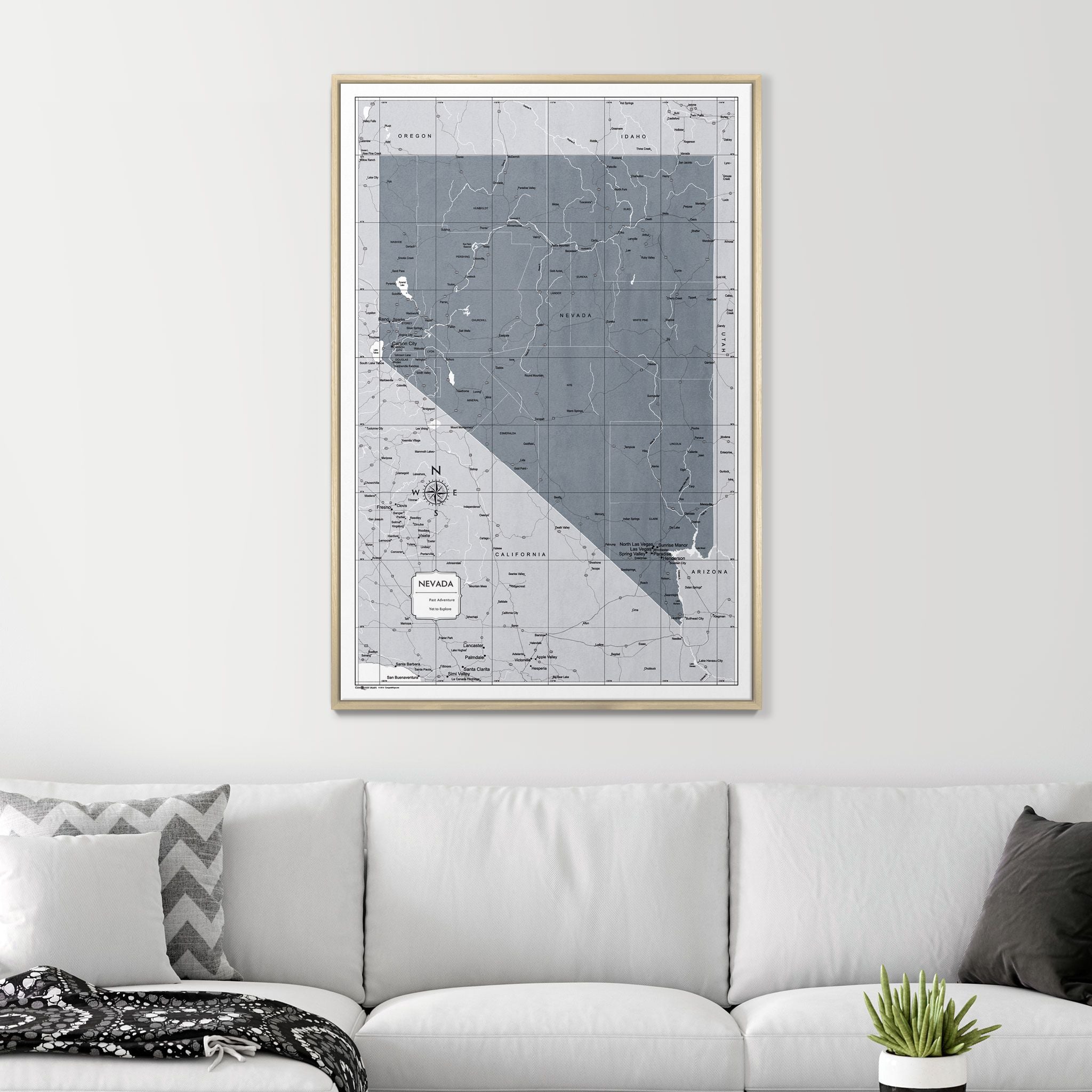 Push Pin Nevada Map (Pin Board) - Dark Gray Color Splash CM Pin Board