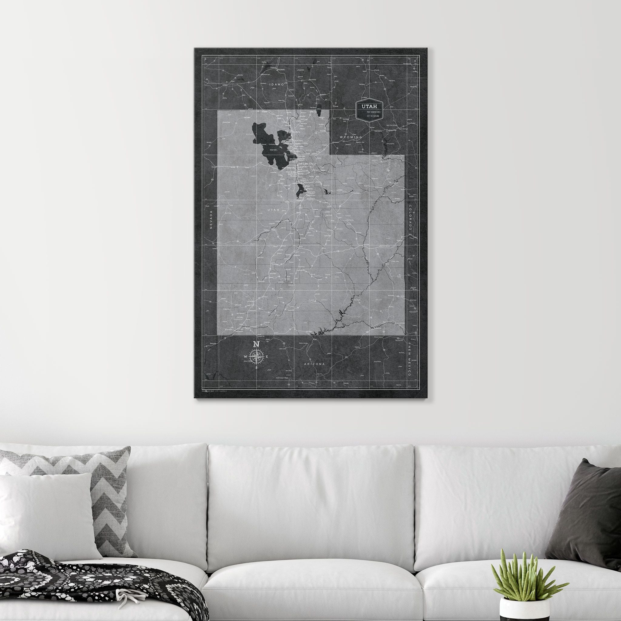 Push Pin Utah Map (Pin Board) - Modern Slate CM Pin Board