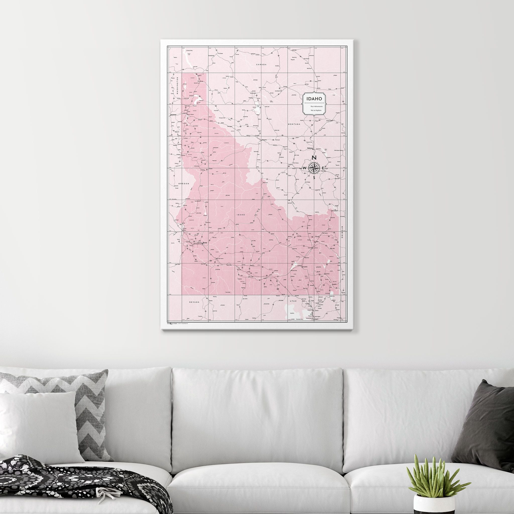 Push Pin Idaho Map (Pin Board) - Pink Color Splash CM Pin Board