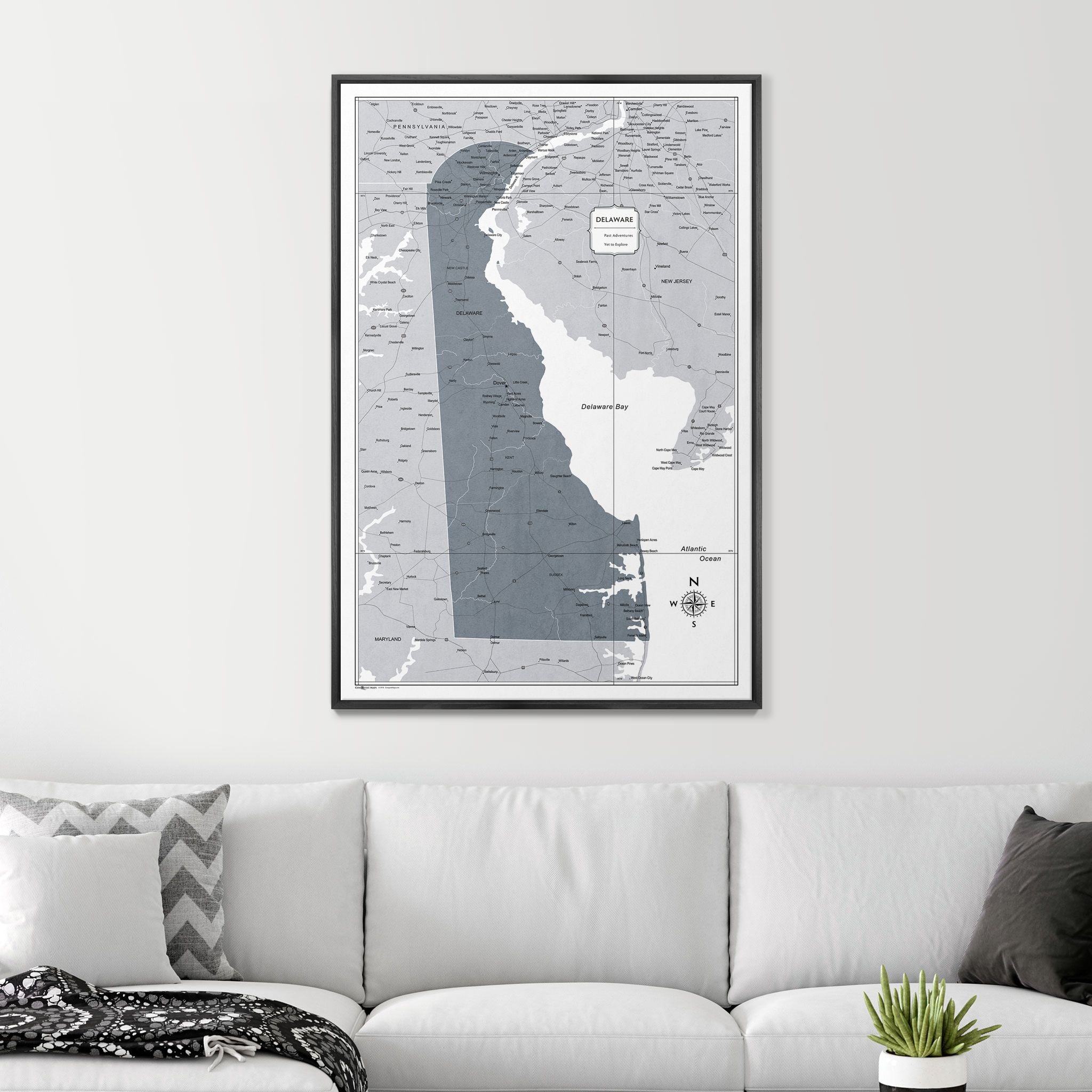 Push Pin Delaware Map (Pin Board) - Dark Gray Color Splash CM Pin Board