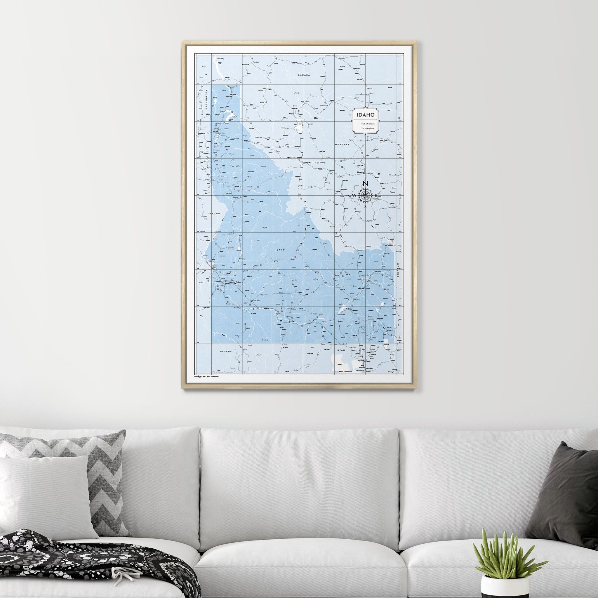 Push Pin Idaho Map (Pin Board) - Light Blue Color Splash CM Pin Board