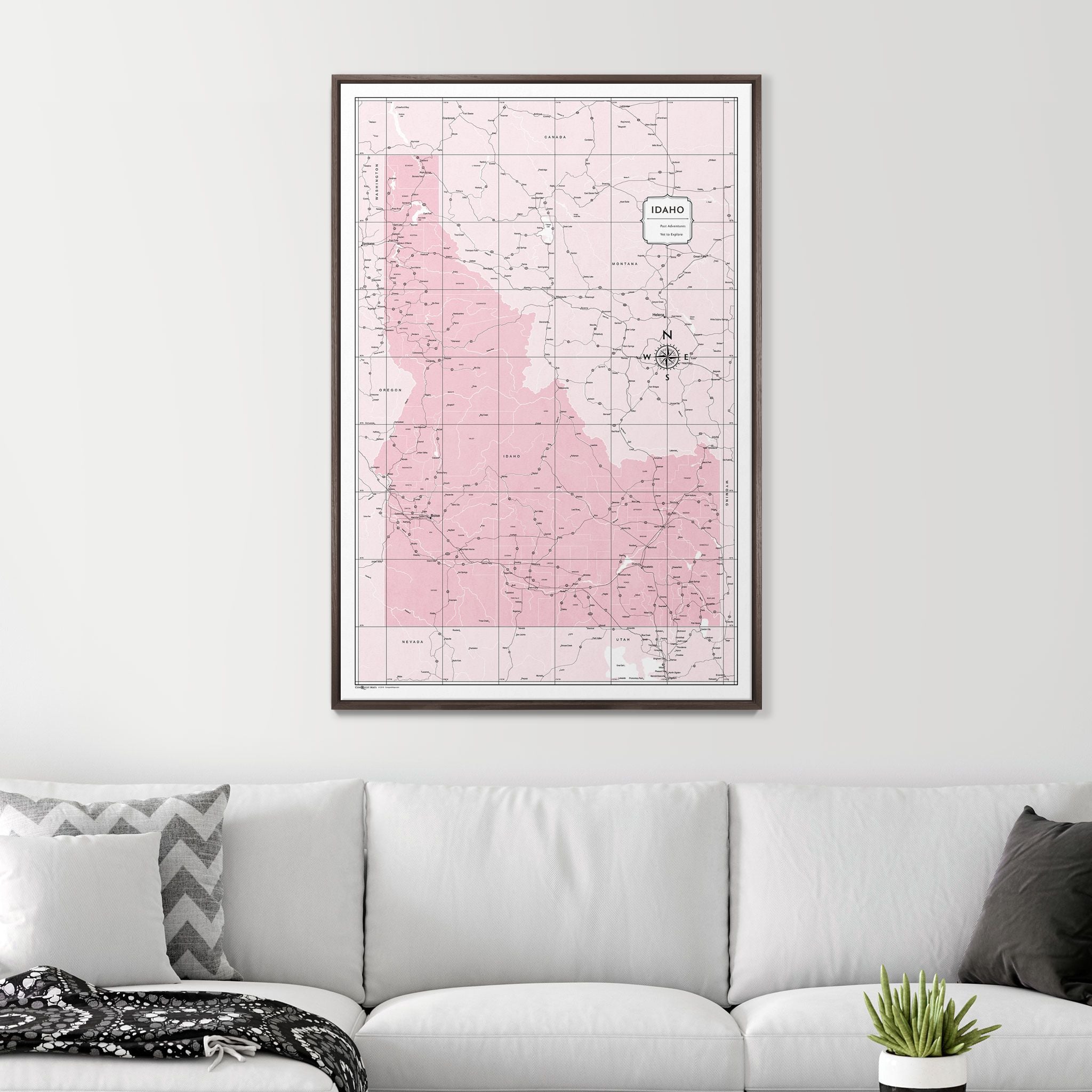 Push Pin Idaho Map (Pin Board) - Pink Color Splash CM Pin Board