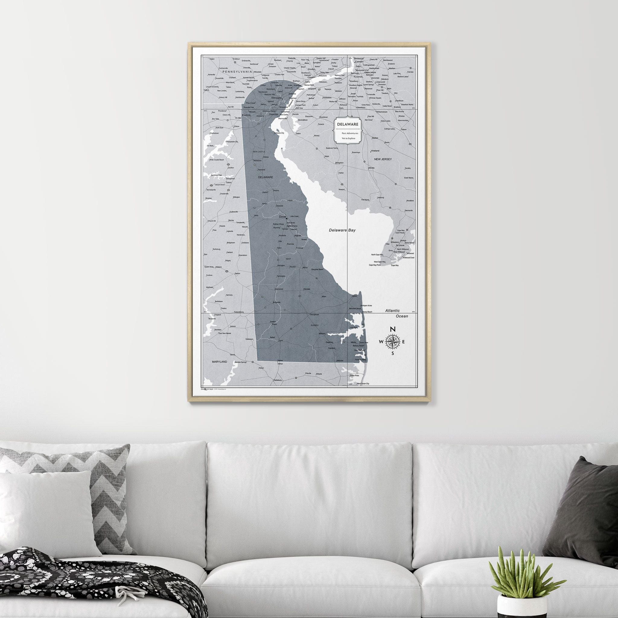 Push Pin Delaware Map (Pin Board) - Dark Gray Color Splash CM Pin Board