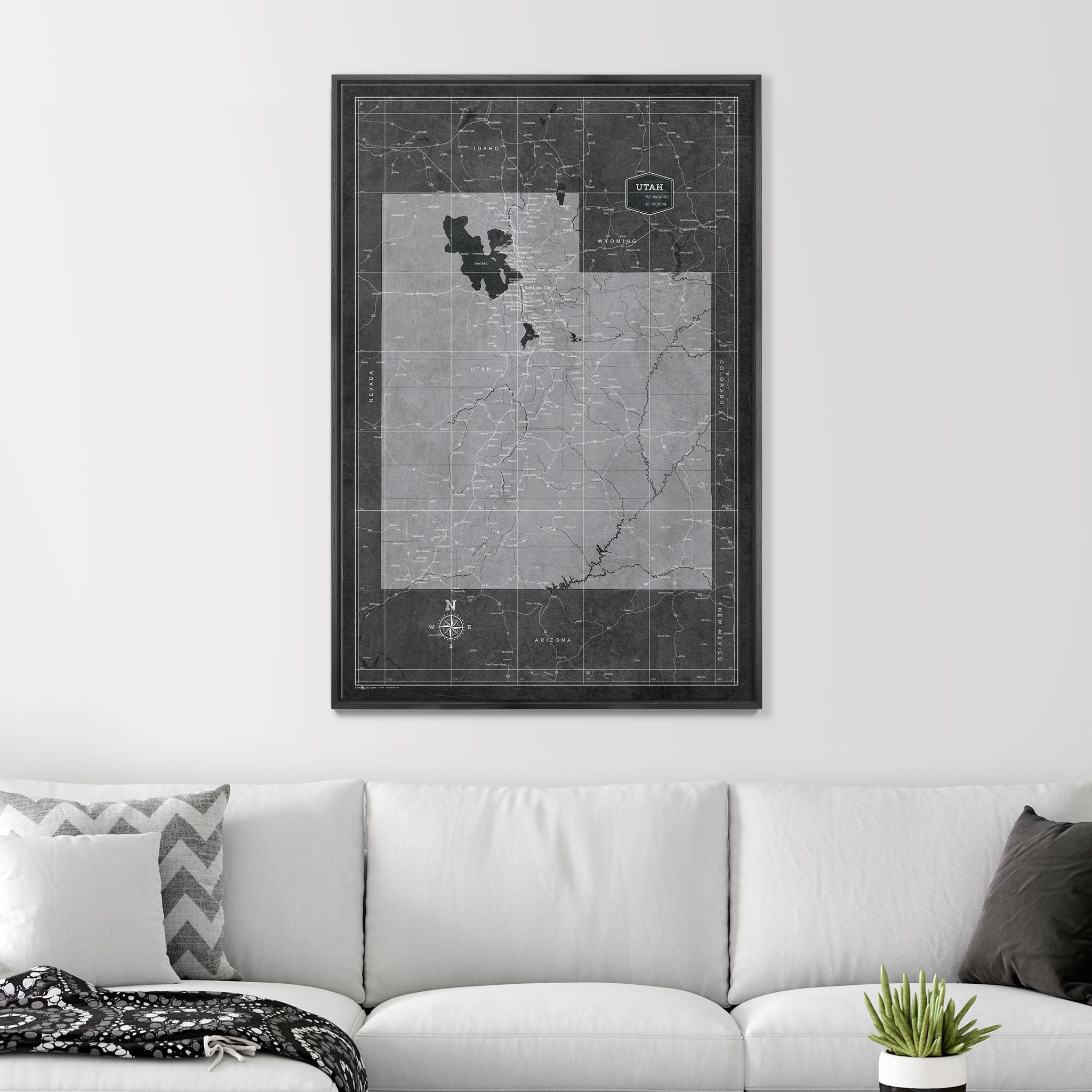 Push Pin Utah Map (Pin Board) - Modern Slate CM Pin Board
