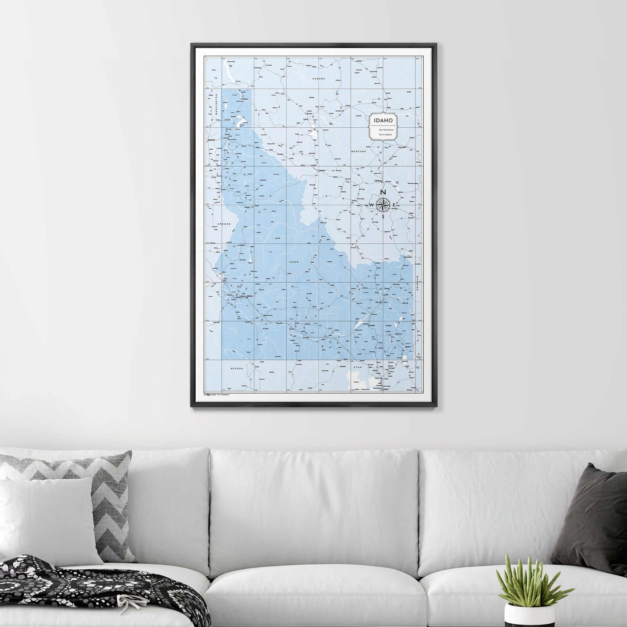 Push Pin Idaho Map (Pin Board) - Light Blue Color Splash CM Pin Board