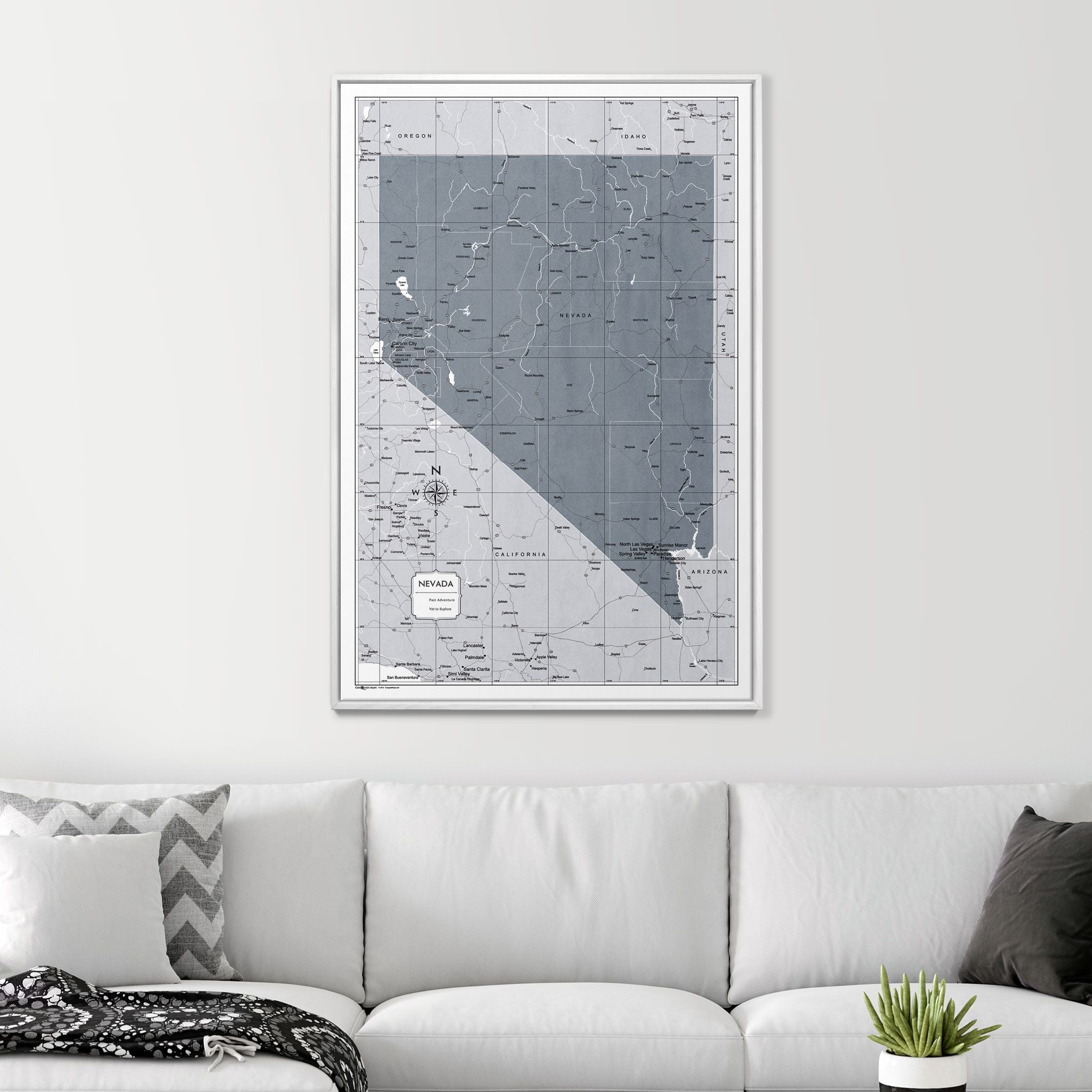 Push Pin Nevada Map (Pin Board) - Dark Gray Color Splash CM Pin Board