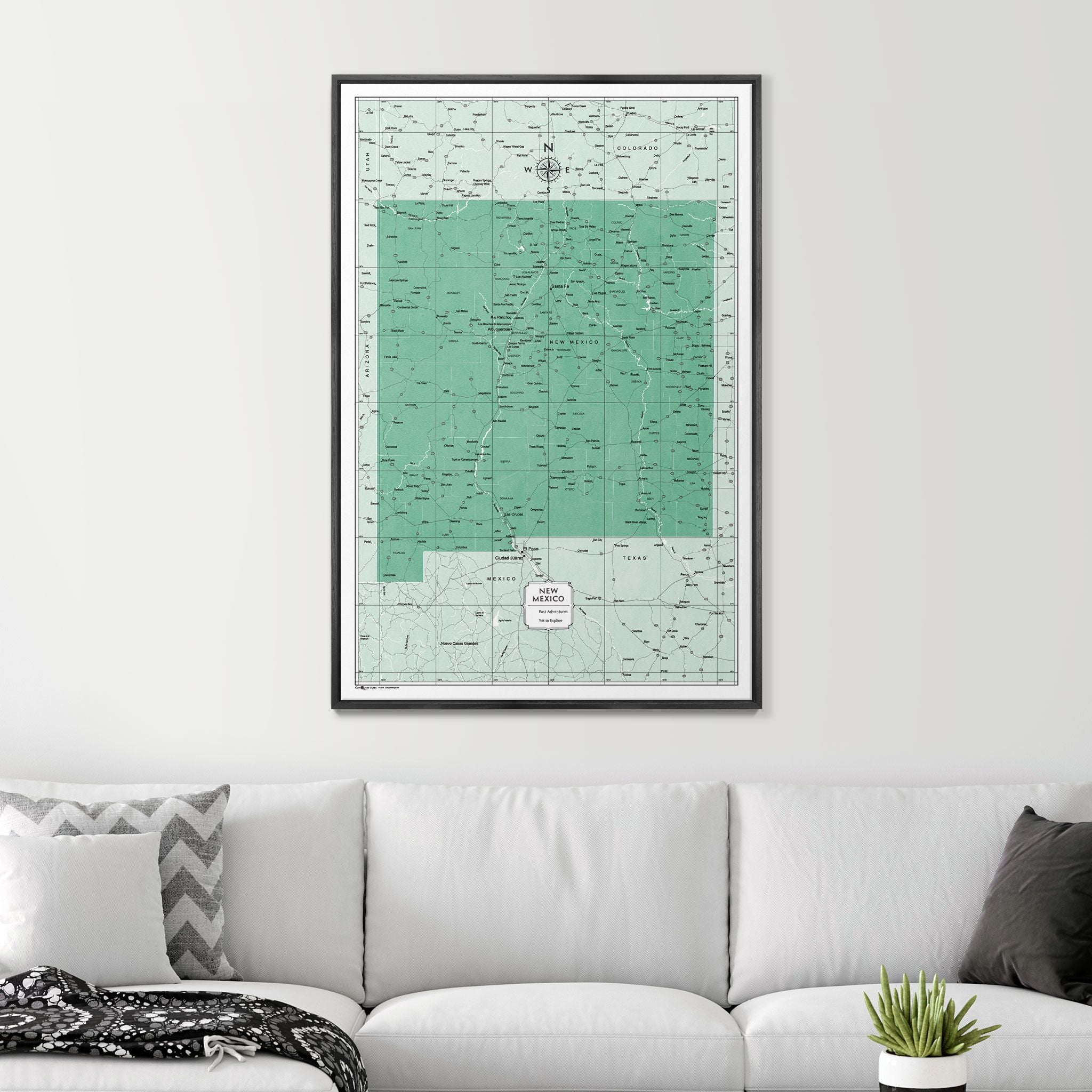 Push Pin New Mexico Map (Pin Board) - Green Color Splash CM Pin Board