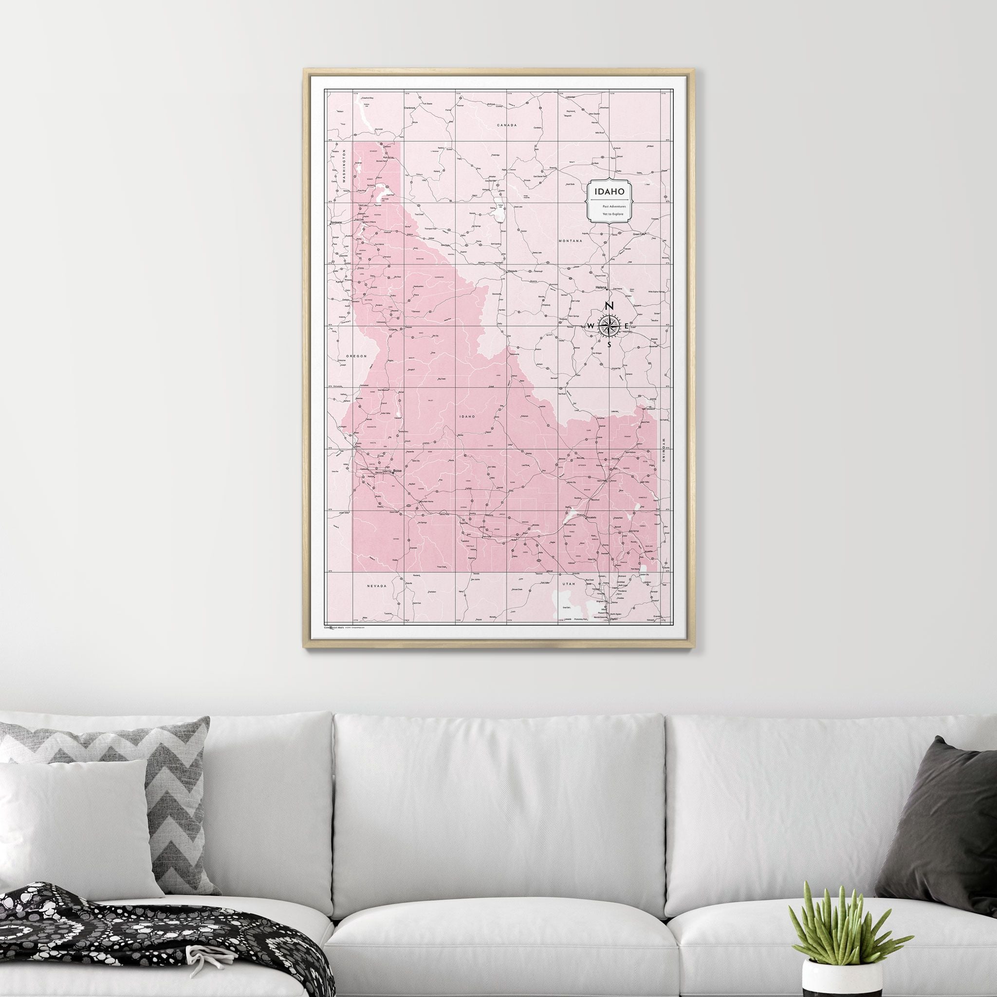 Push Pin Idaho Map (Pin Board) - Pink Color Splash CM Pin Board