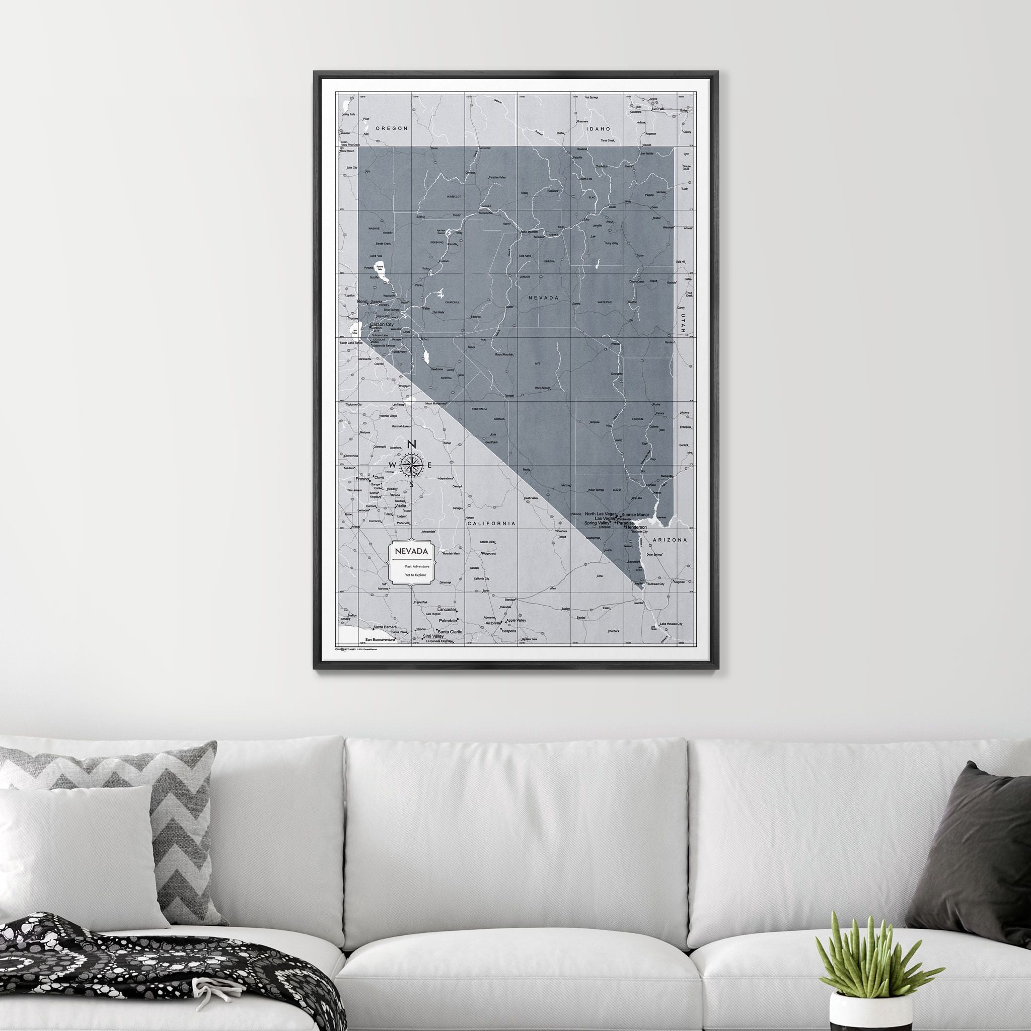Push Pin Nevada Map (Pin Board) - Dark Gray Color Splash CM Pin Board