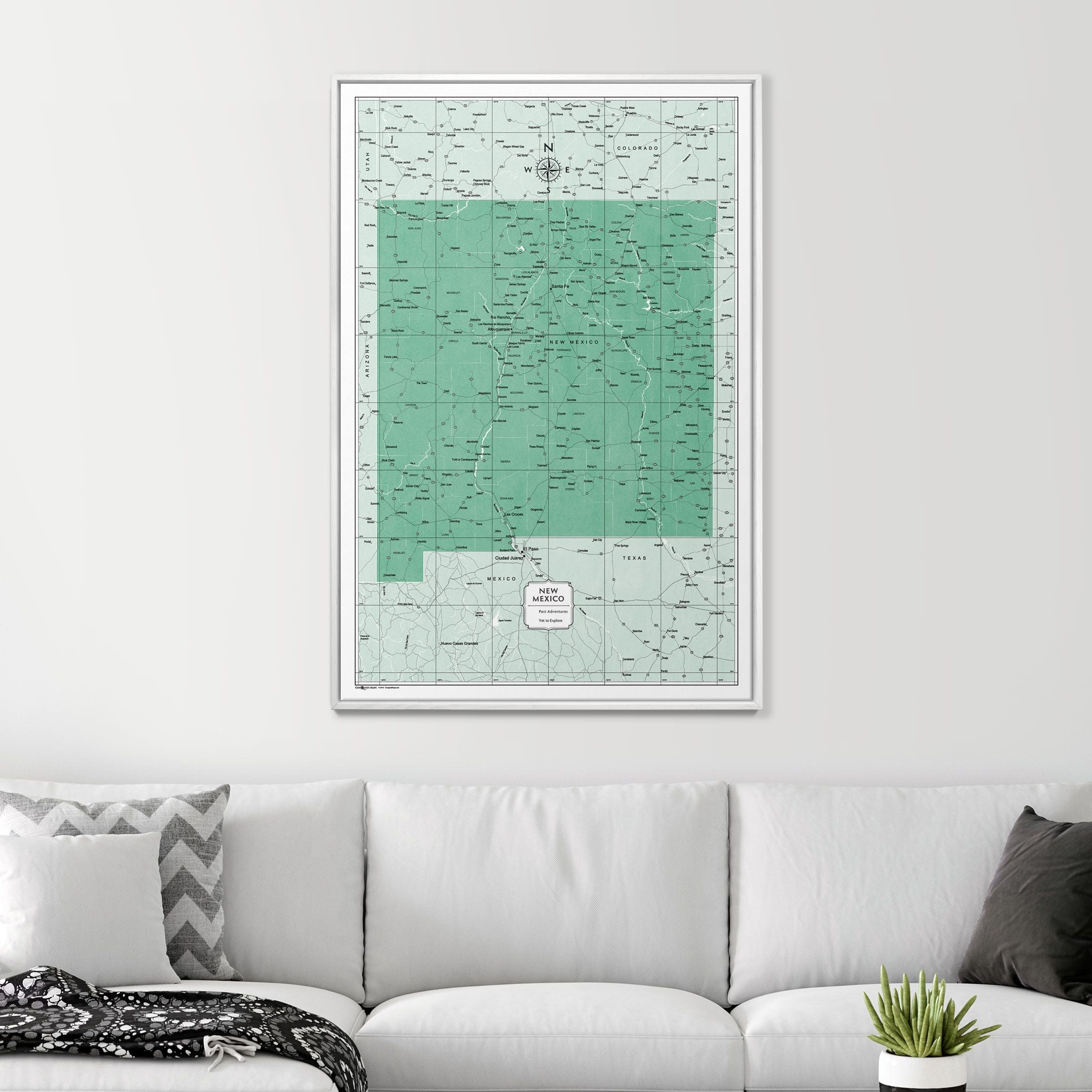Push Pin New Mexico Map (Pin Board) - Green Color Splash CM Pin Board