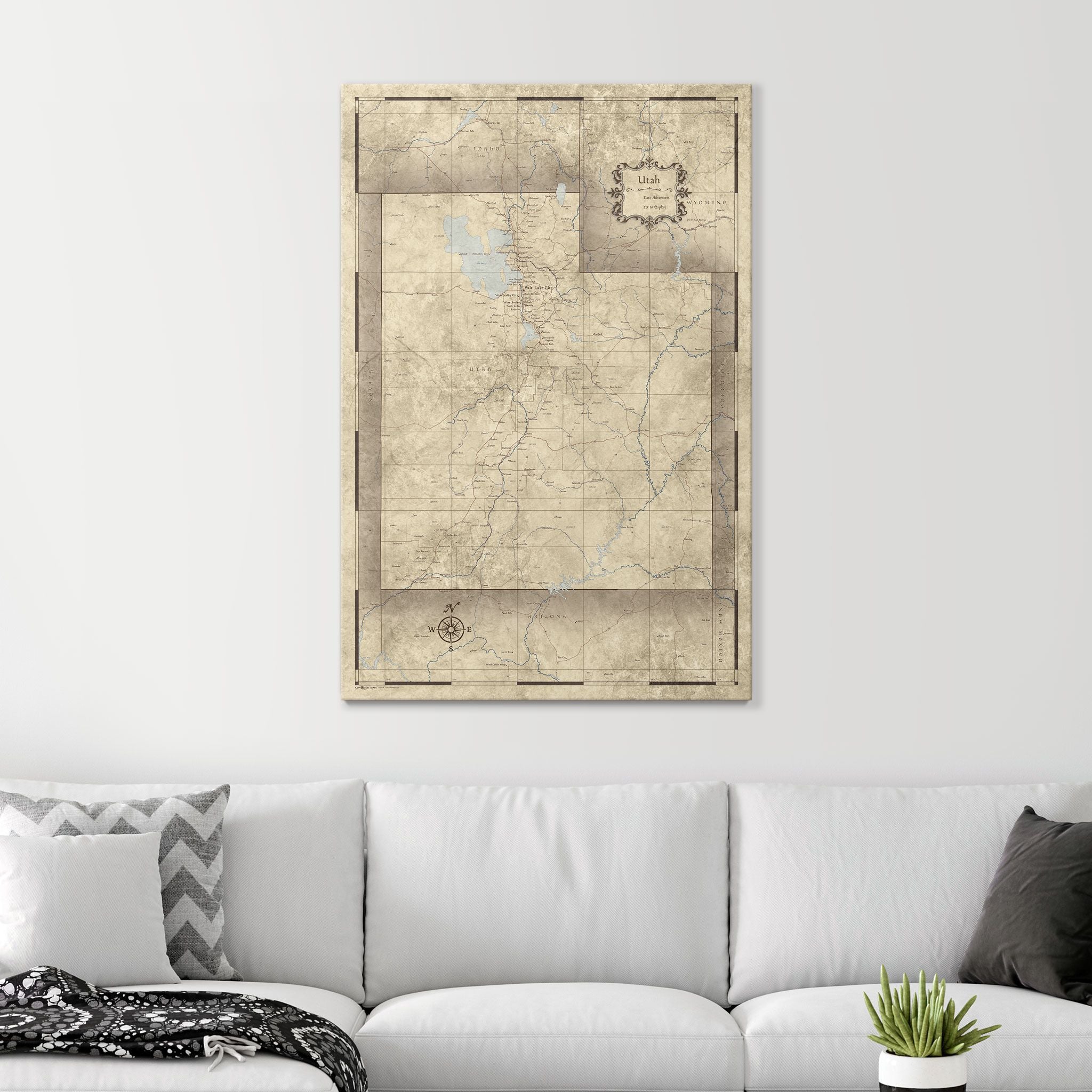 Push Pin Utah Map (Pin Board) - Rustic Vintage CM Pin Board