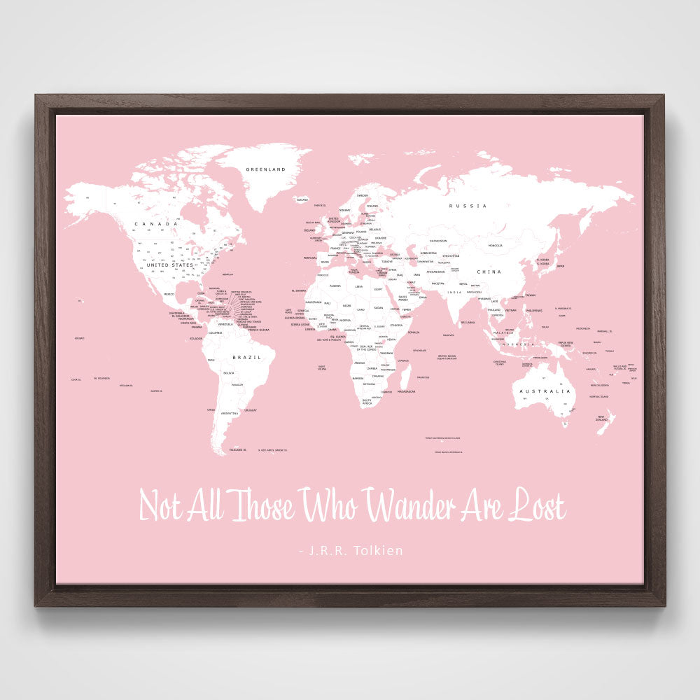 Push Pin Mini World Map - Prism Color Series - Mountain Mist CM Mini Map