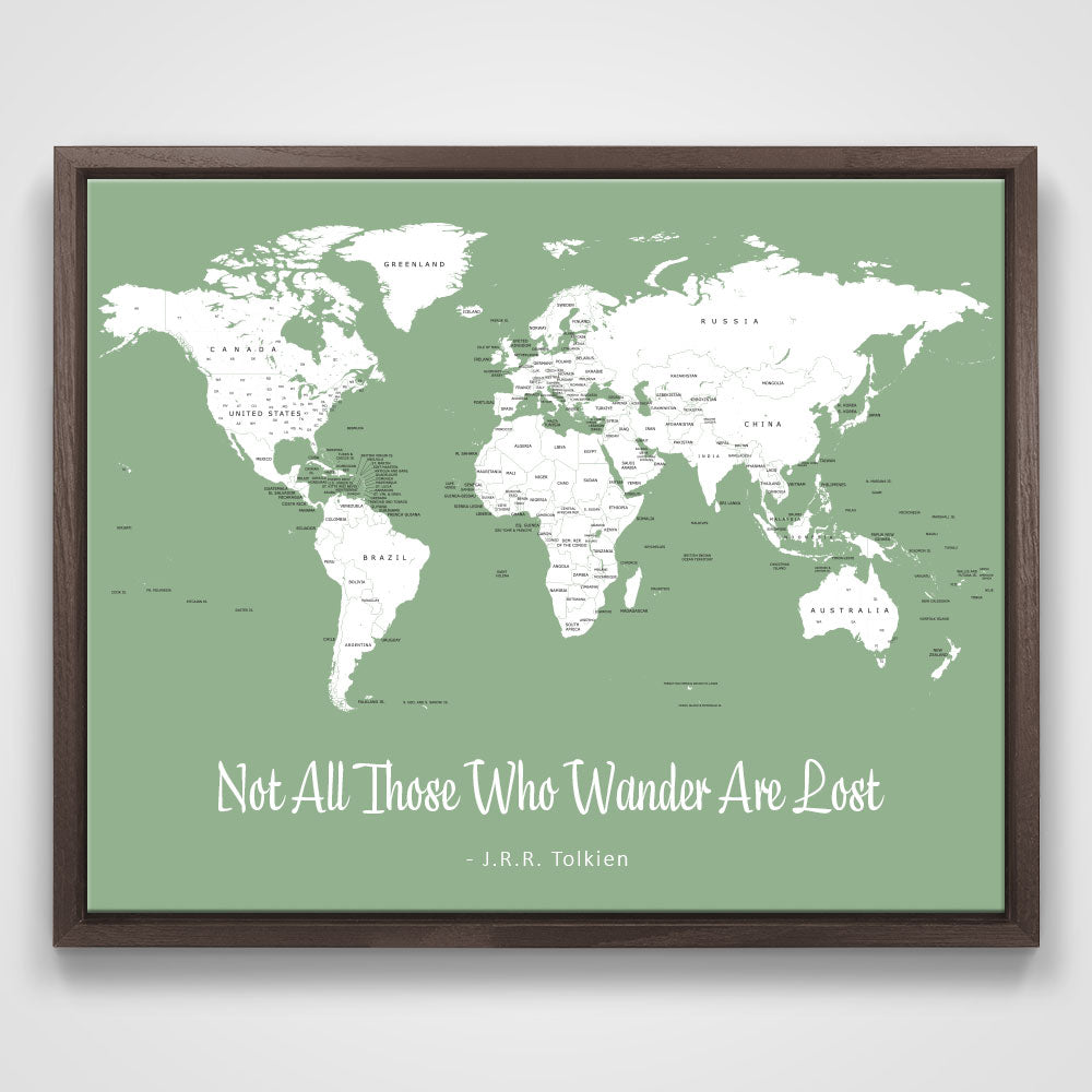 Push Pin Mini World Map - Prism Color Series - Mountain Mist CM Mini Map