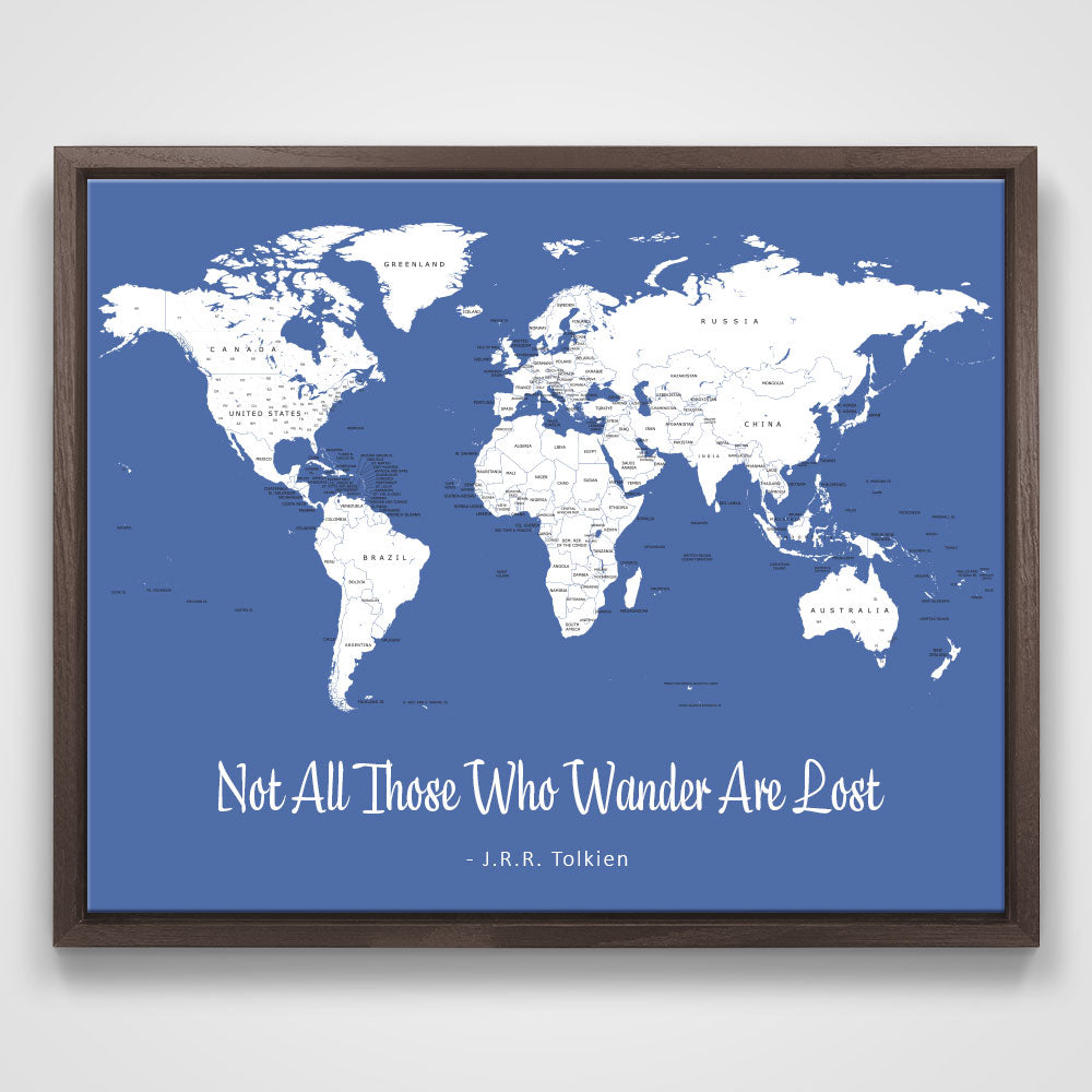 Push Pin Mini World Map - Prism Color Series - Mountain Mist CM Mini Map