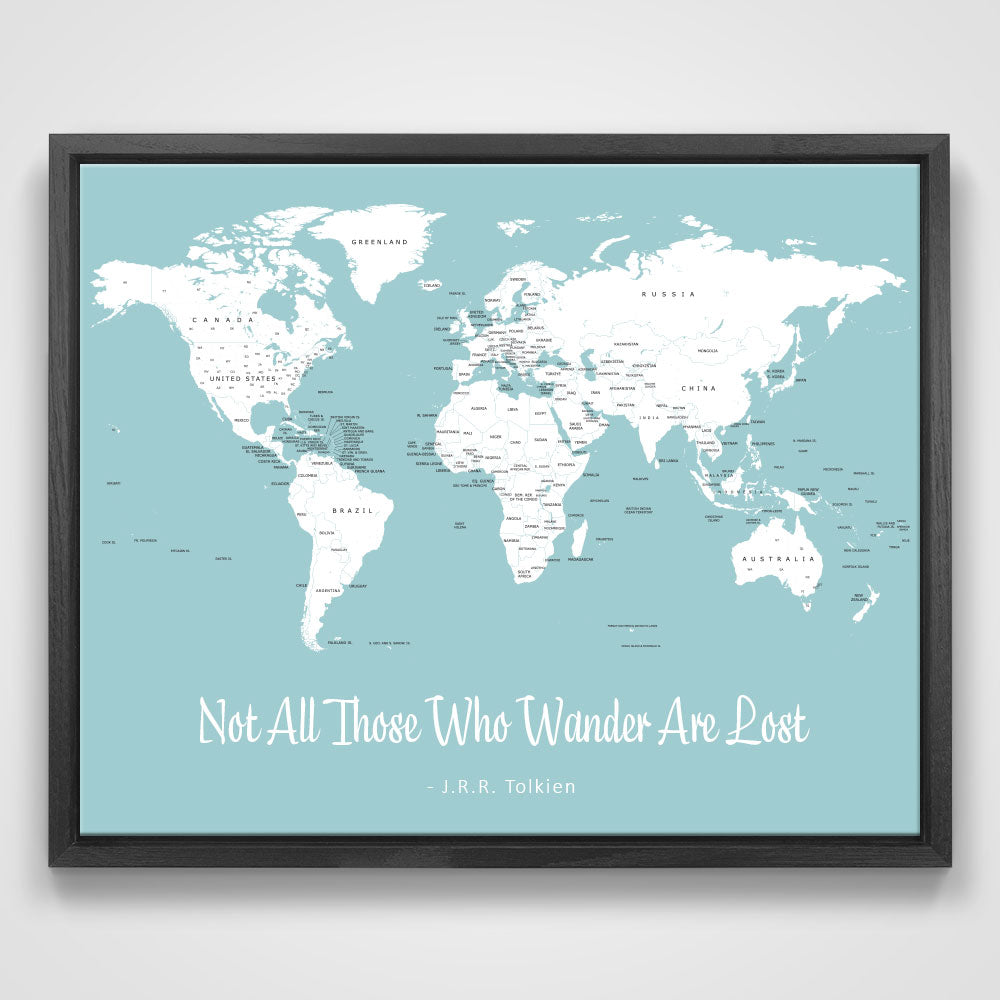 Push Pin Mini World Map - Prism Color Series - Mountain Mist CM Mini Map