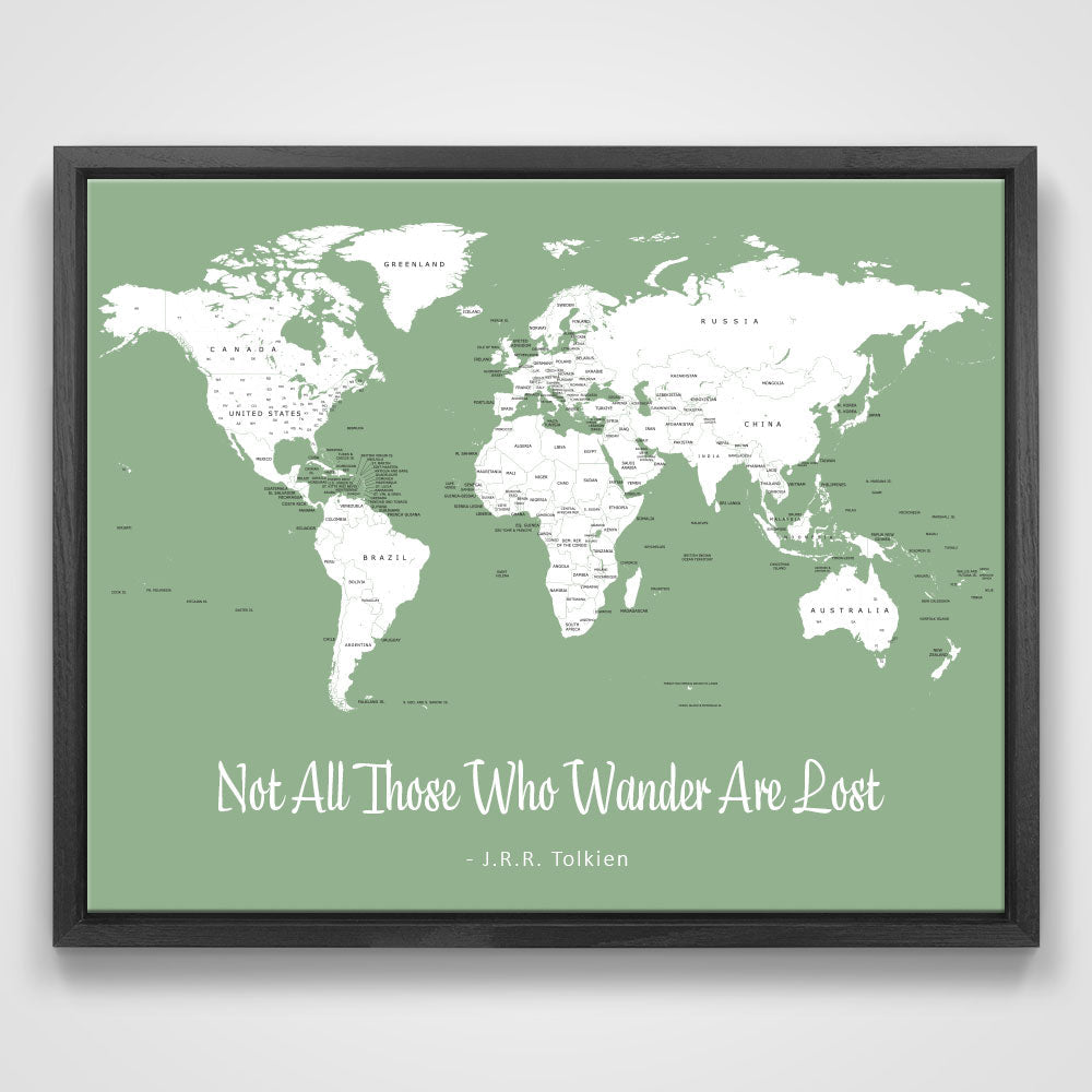 Push Pin Mini World Map - Prism Color Series - Mountain Mist CM Mini Map