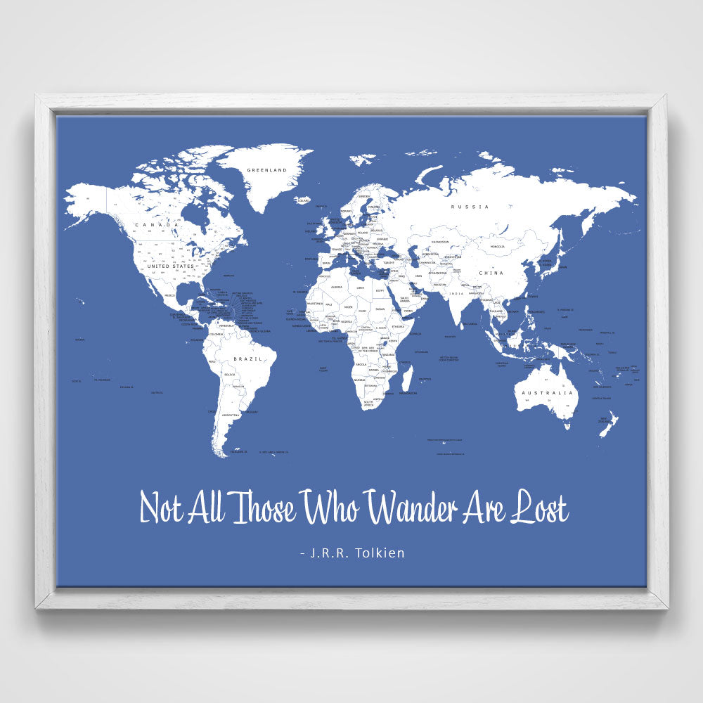 Push Pin Mini World Map - Prism Color Series - Mountain Mist CM Mini Map