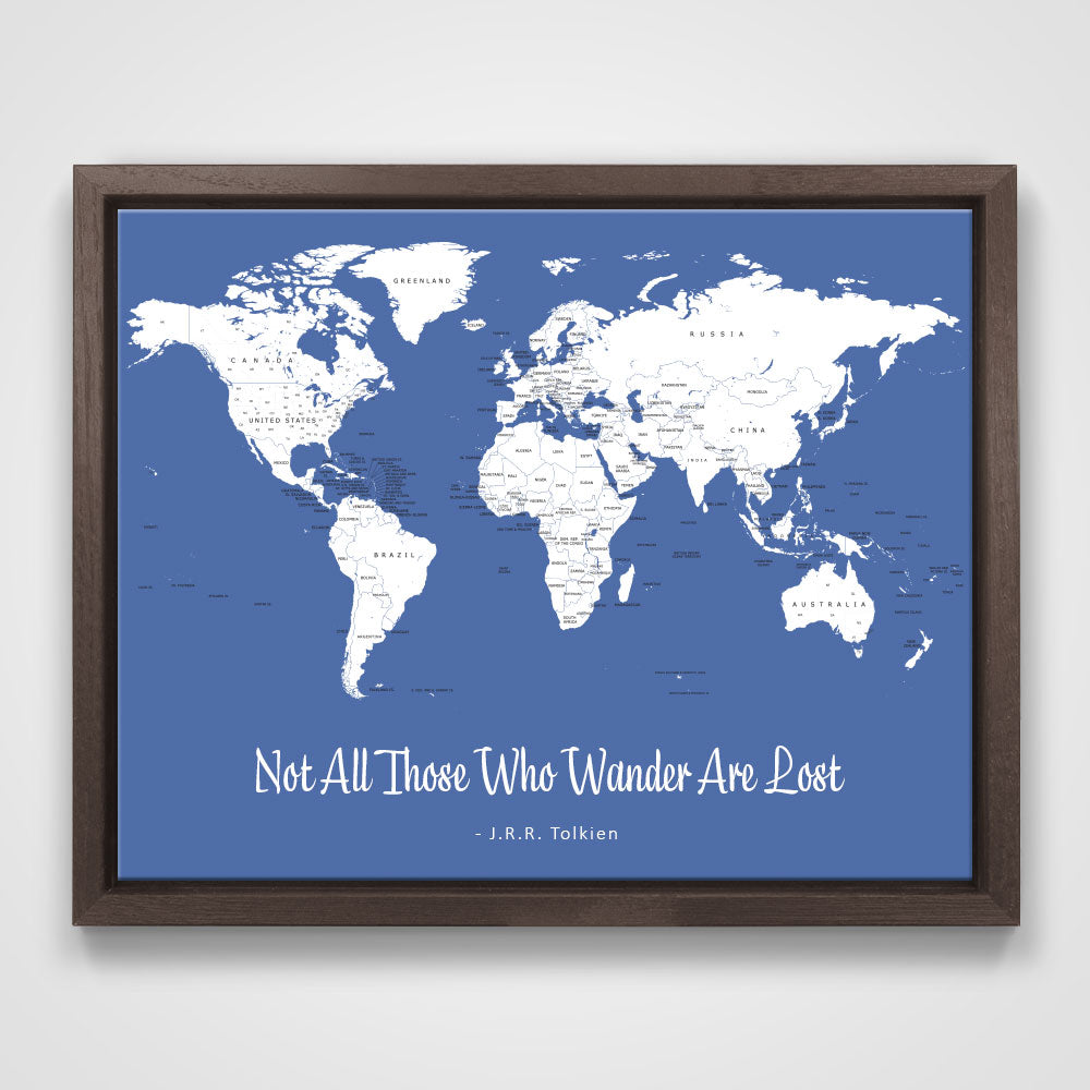 Push Pin Mini World Map - Prism Color Series - Mountain Mist CM Mini Map