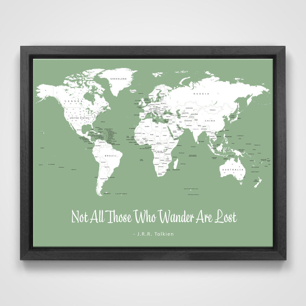 Push Pin Mini World Map - Prism Color Series - Mountain Mist CM Mini Map