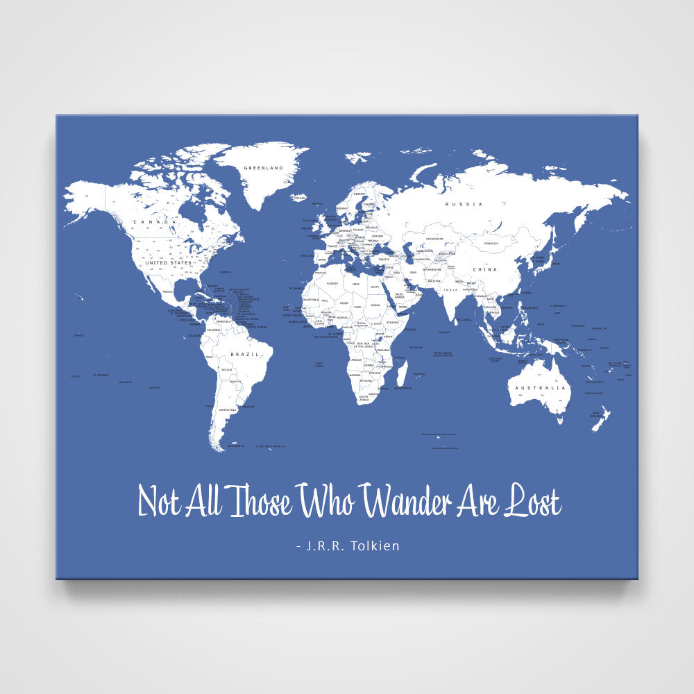 Push Pin Mini World Map - Prism Color Series - Mountain Mist CM Mini Map