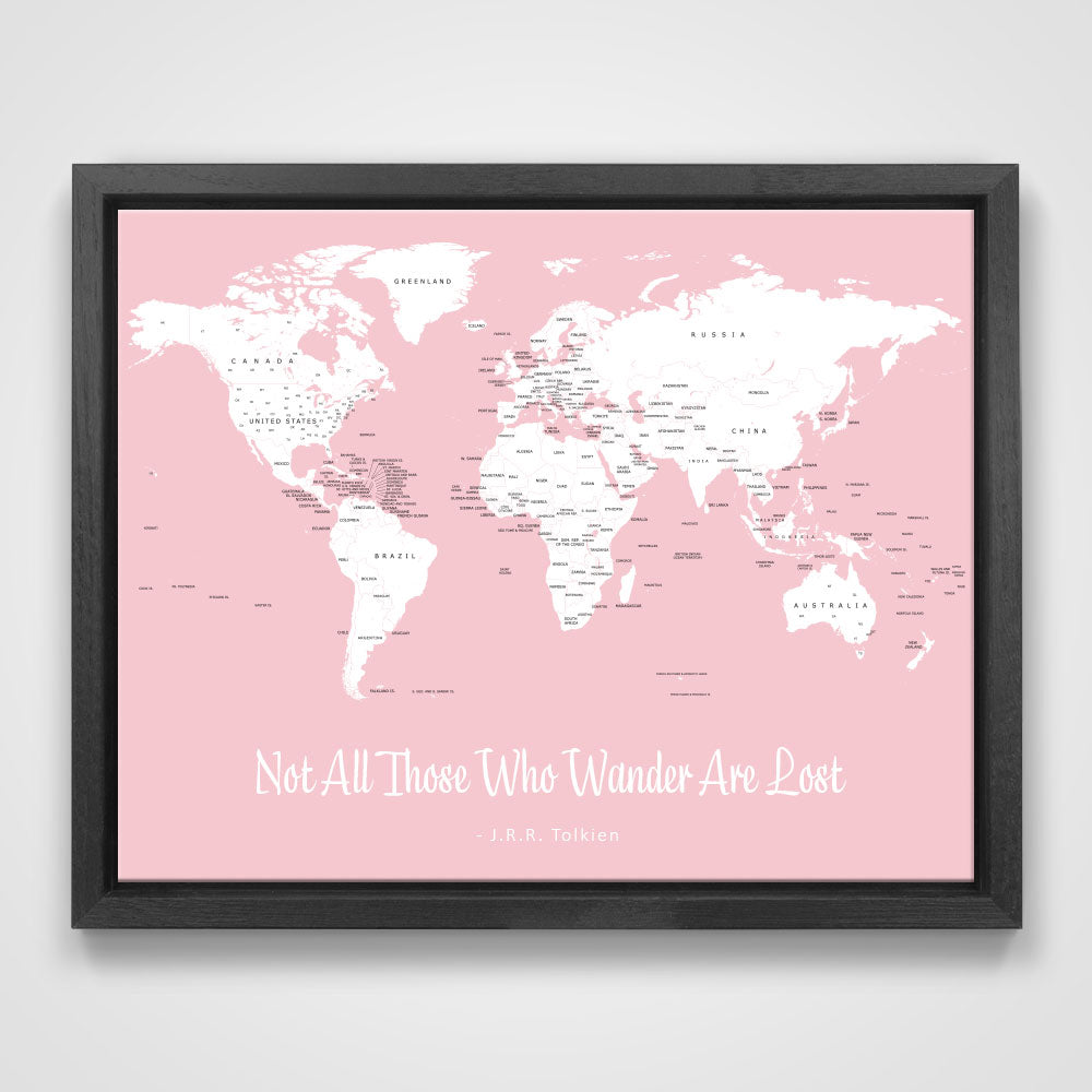 Push Pin Mini World Map - Prism Color Series - Mountain Mist CM Mini Map