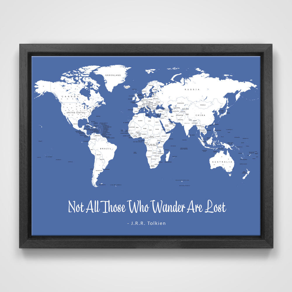 Push Pin Mini World Map - Prism Color Series - Mountain Mist CM Mini Map