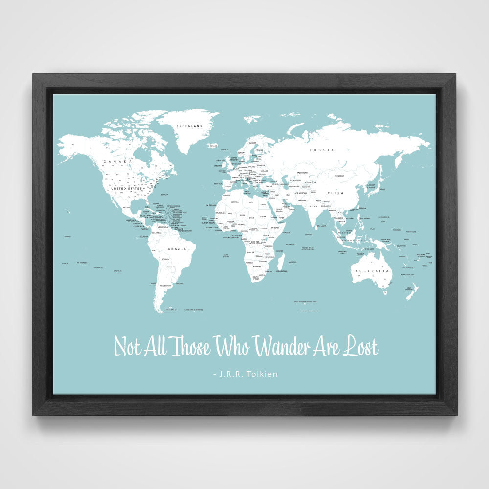 Push Pin Mini World Map - Prism Color Series - Mountain Mist CM Mini Map