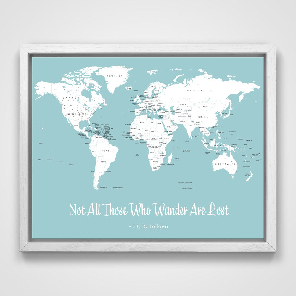 Push Pin Mini World Map - Prism Color Series - Mountain Mist CM Mini Map