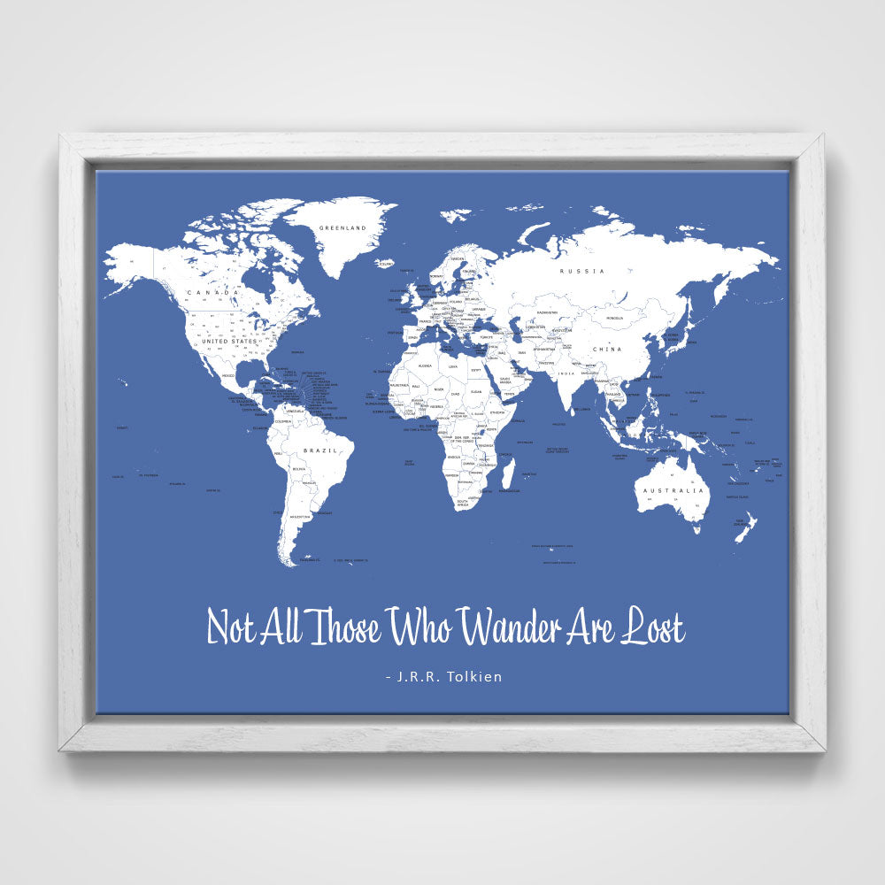 Push Pin Mini World Map - Prism Color Series - Mountain Mist CM Mini Map