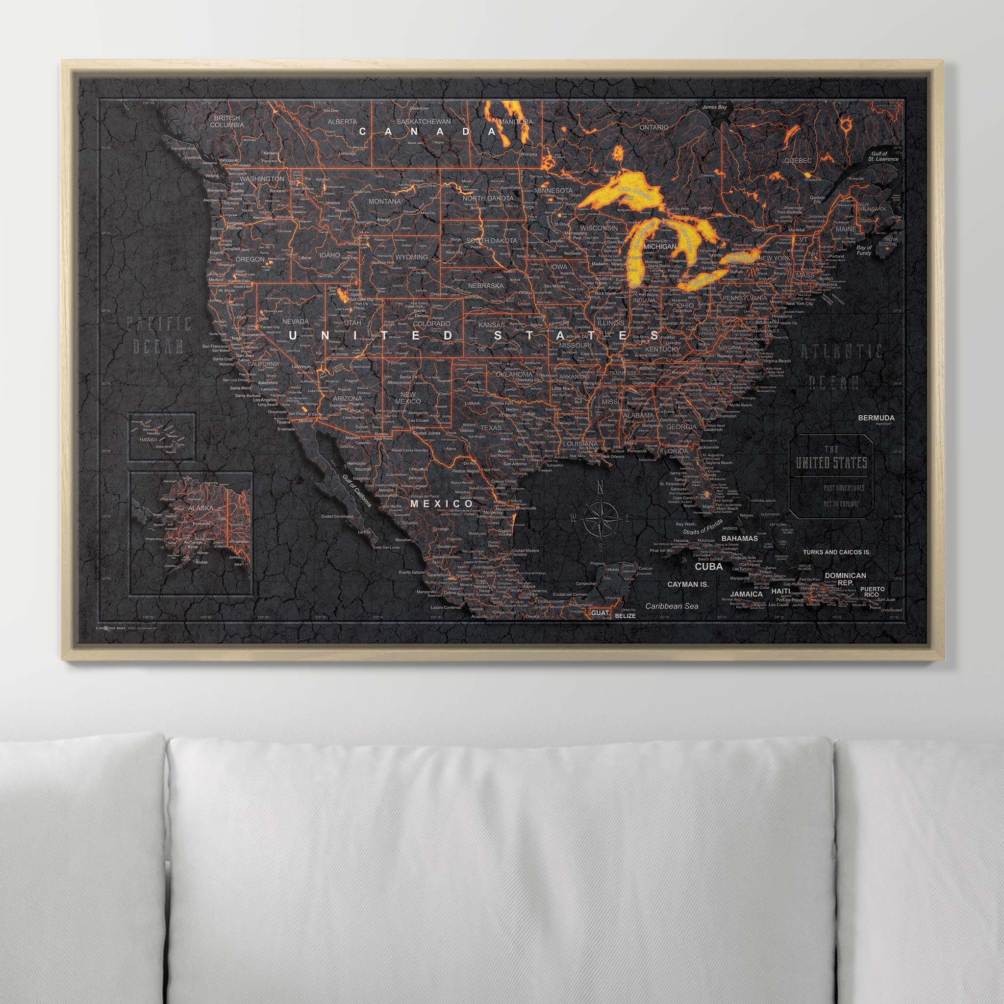 Push Pin USA Map (Pin Board) - Obsidian Inferno (Copy) CM Pin Board